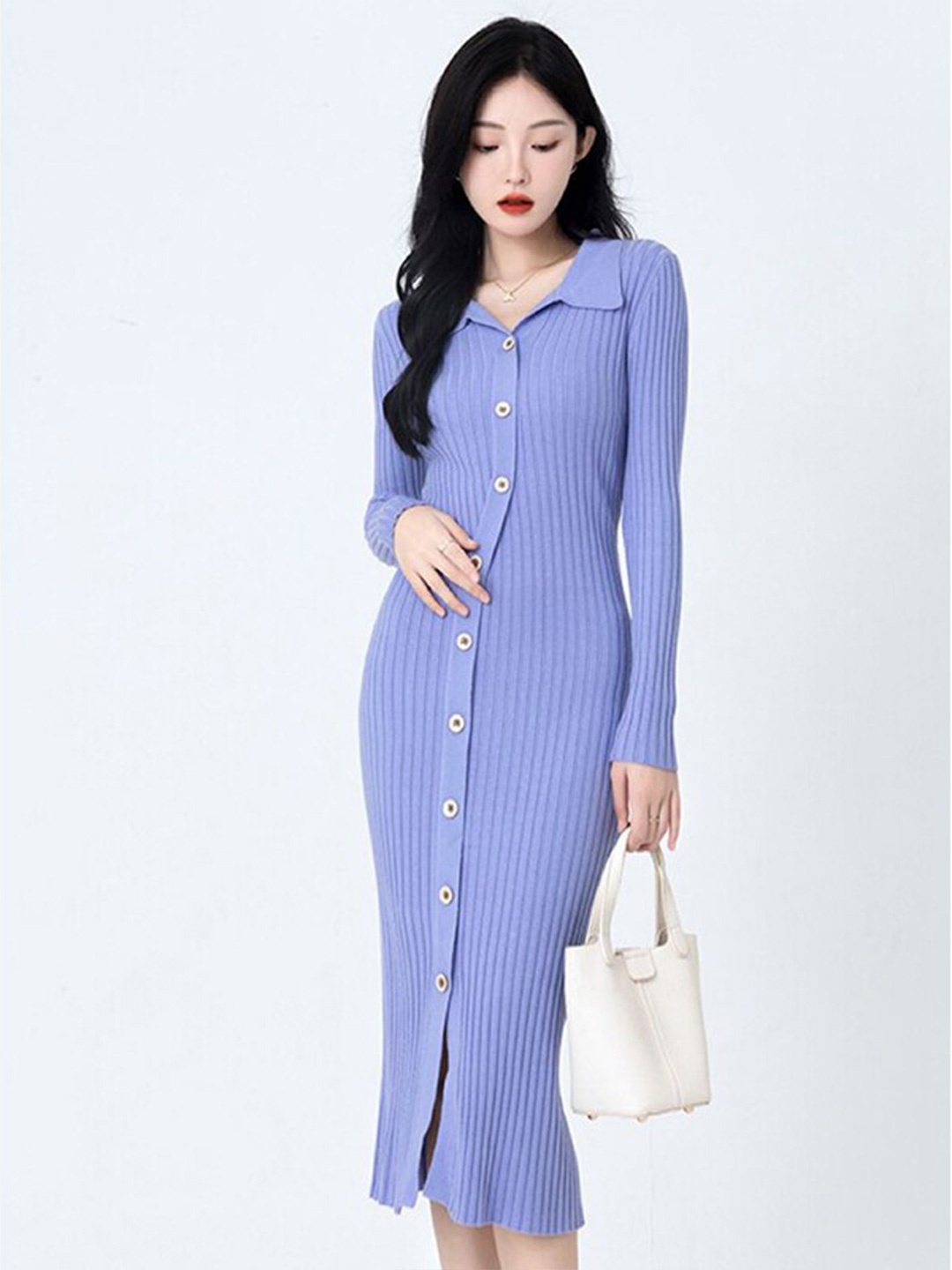 

StyleCast Purple Ribbed Bodycon Midi Dress