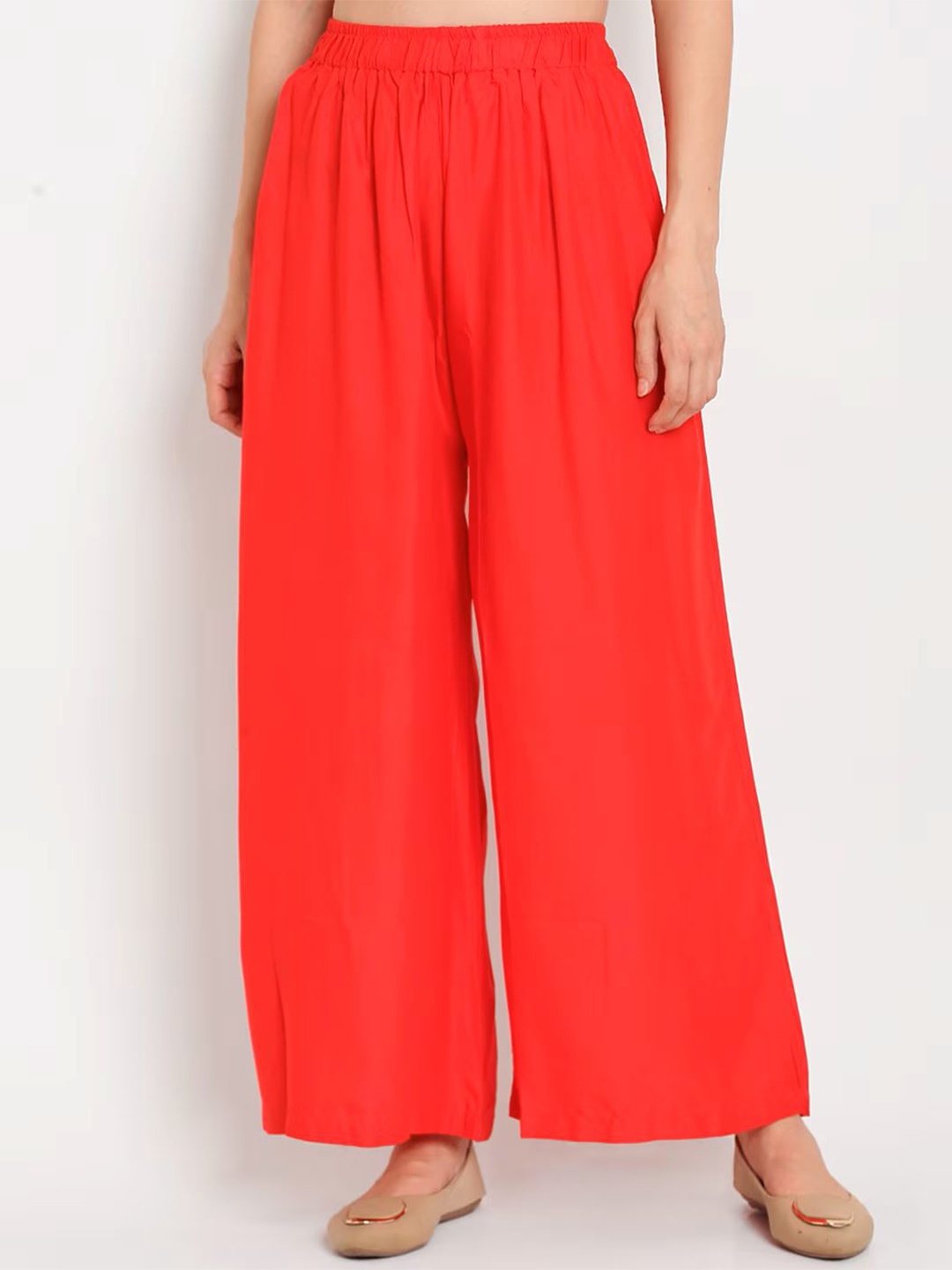 

KALINI Flared Fit Knitted Palazzos, Red