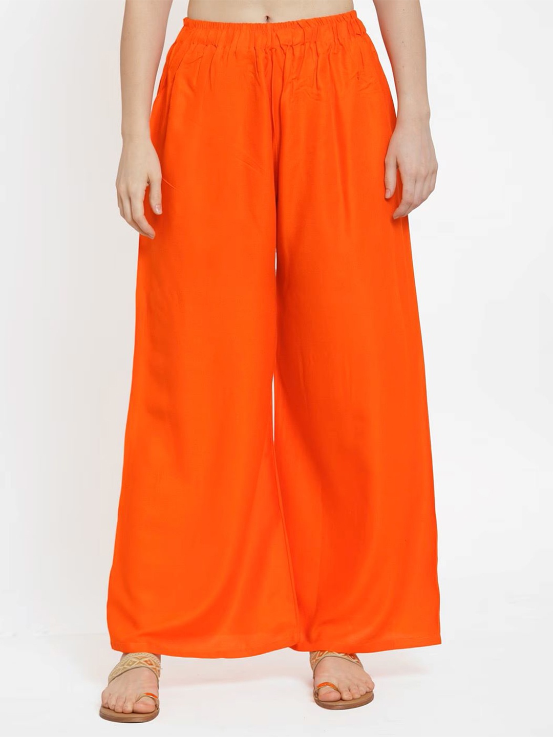 

KALINI Flared Fit Knitted Palazzos, Orange