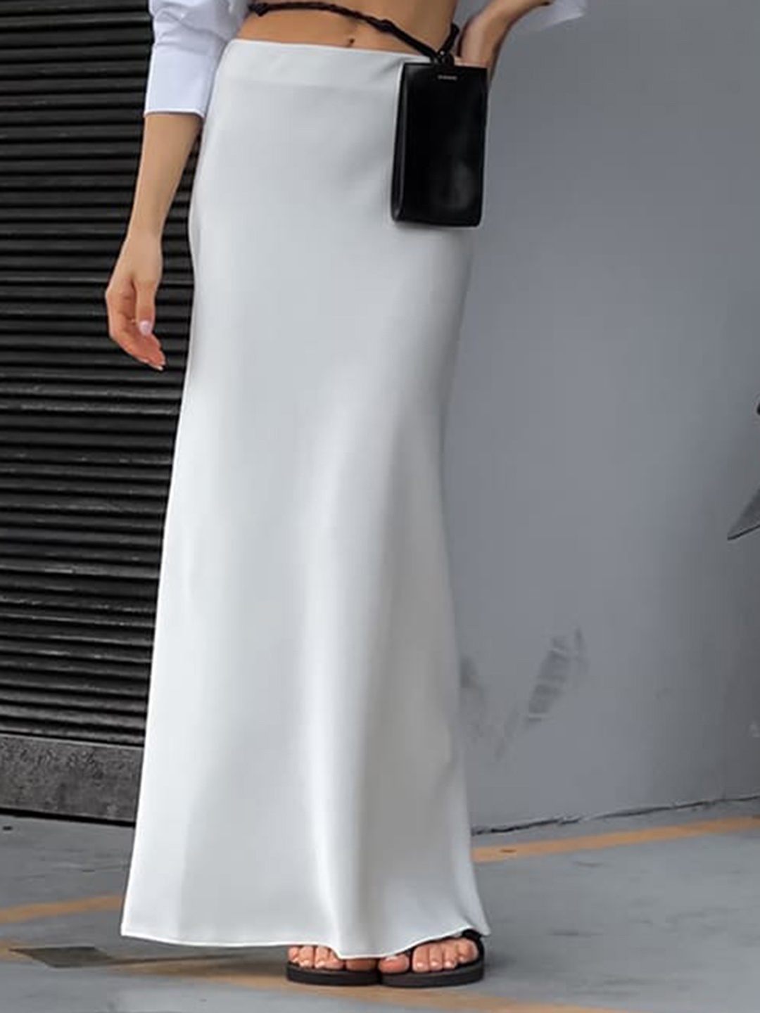 

StyleCast White High-Rise A-Line Maxi Skirt