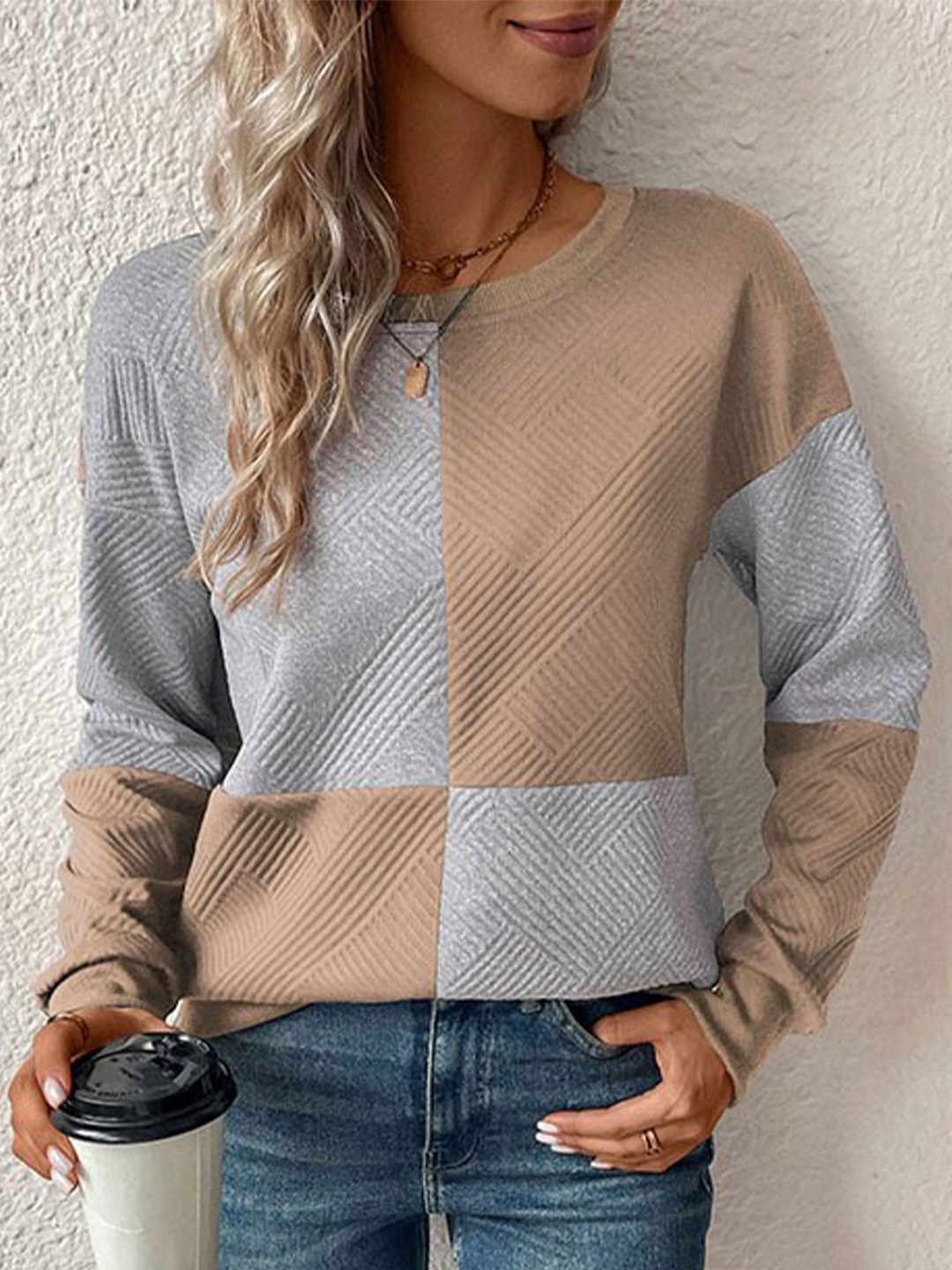 

StyleCast Colourblocked Sweatshirt, Khaki