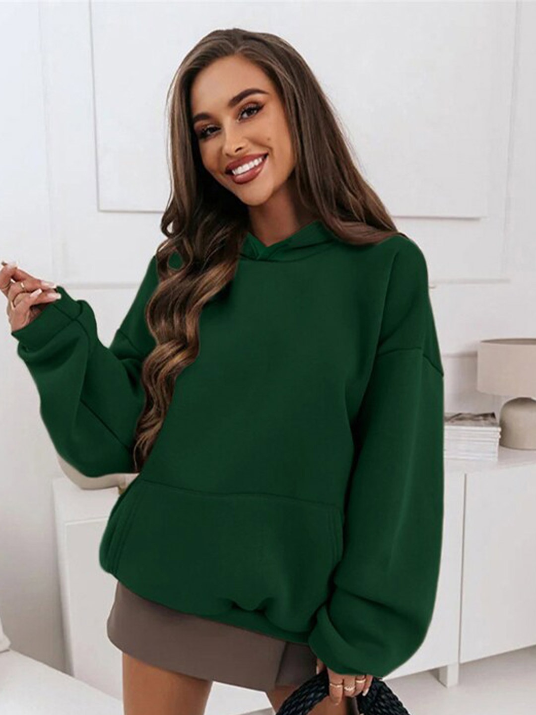 

StyleCast Green Hooded Terry Pullover Sweatshirt