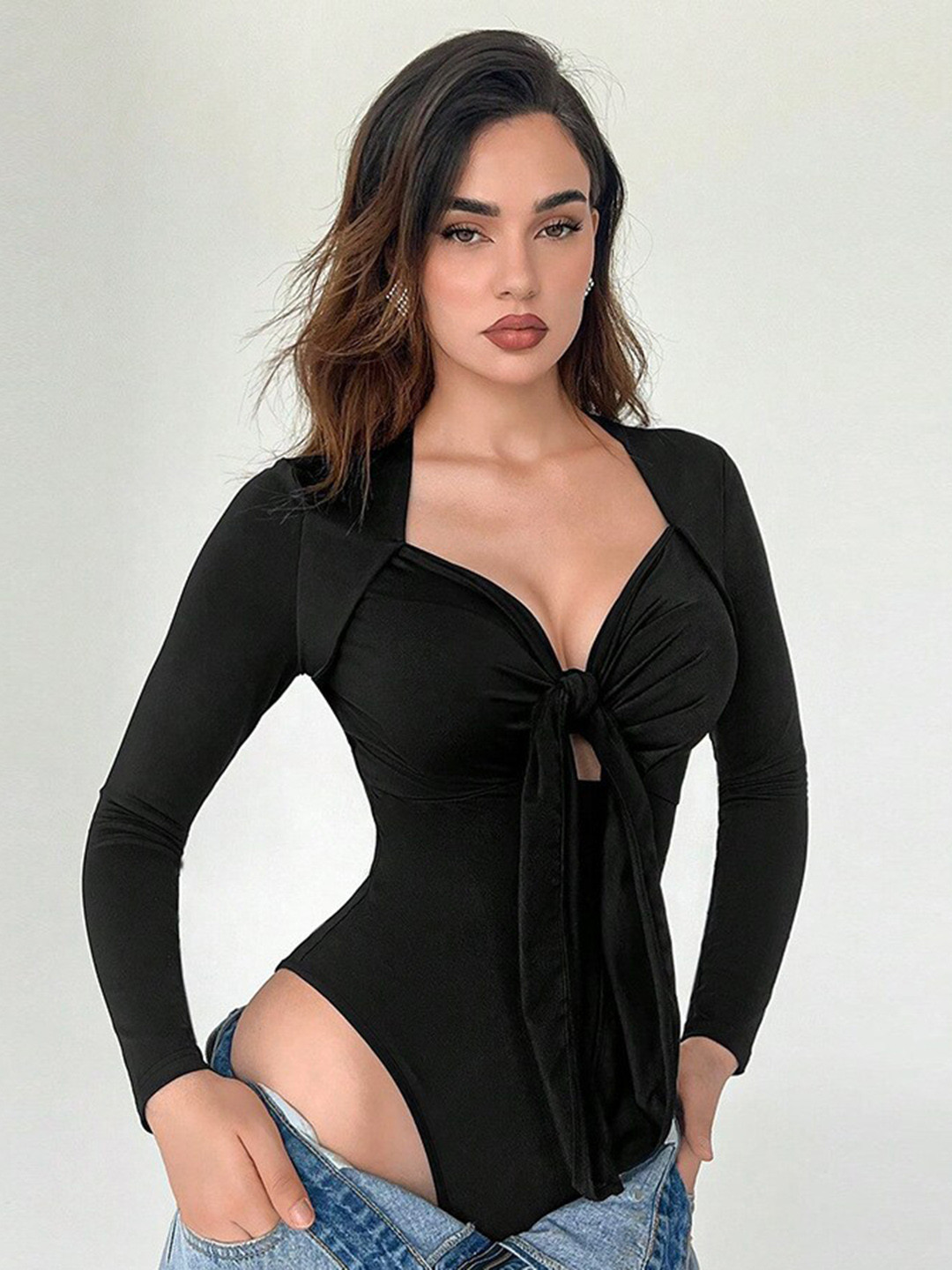

StyleCast Black Sweetheart Neck Bodysuit