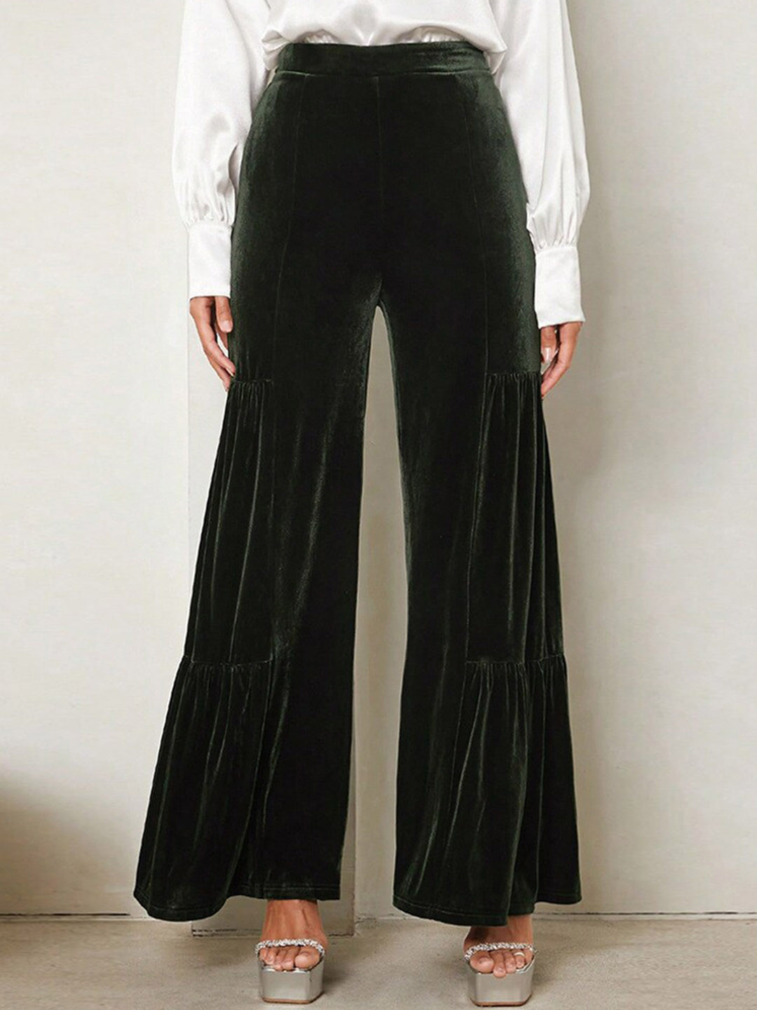 

StyleCast Women Green Flared Bootcut Trousers