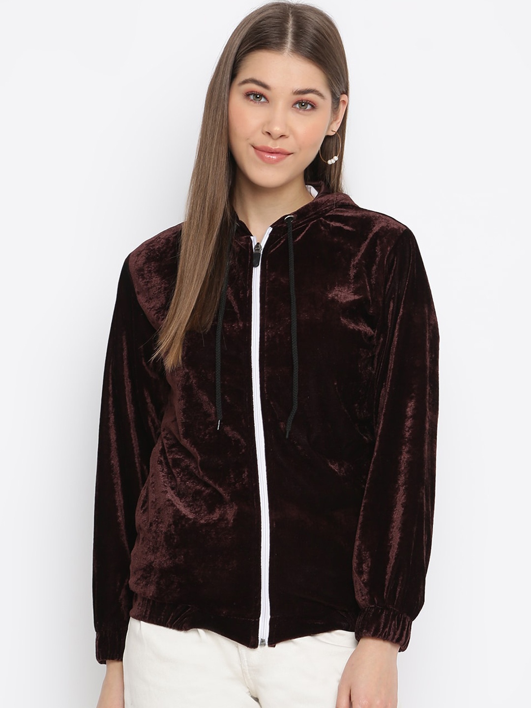

DressBerry Brown Hooded Bomber Jacket