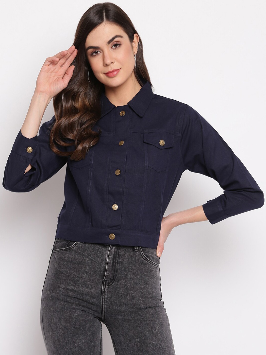 

DressBerry Spread Collar Tailored Jacket, Navy blue