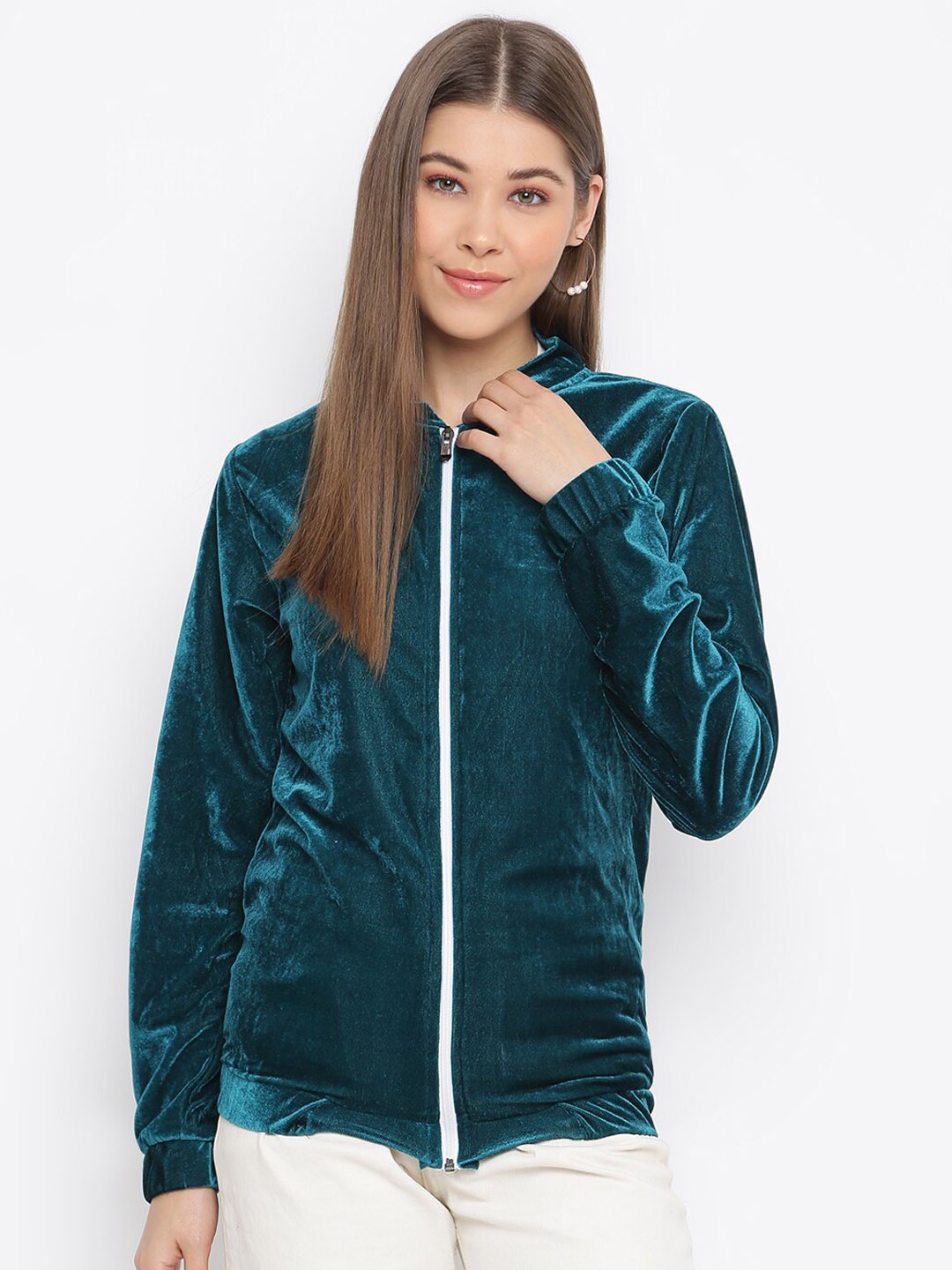 

DressBerry Mock Collar Bomber Jacket, Green