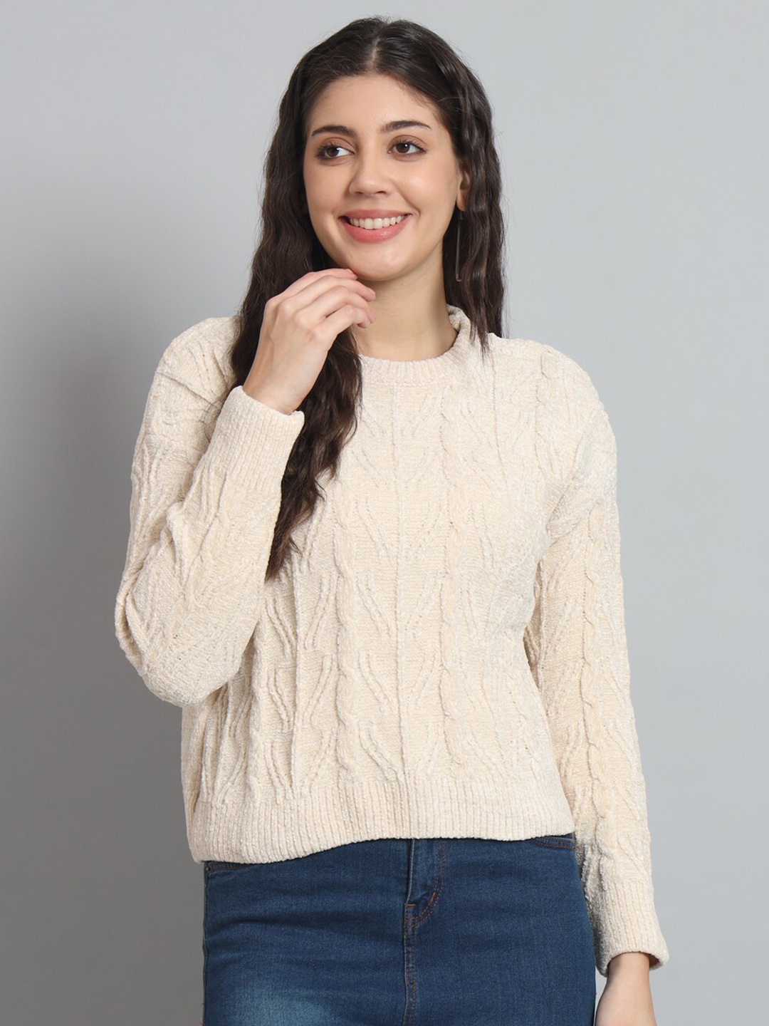 

Chemistry Cable Knit Woollen Sweater Vest, Beige
