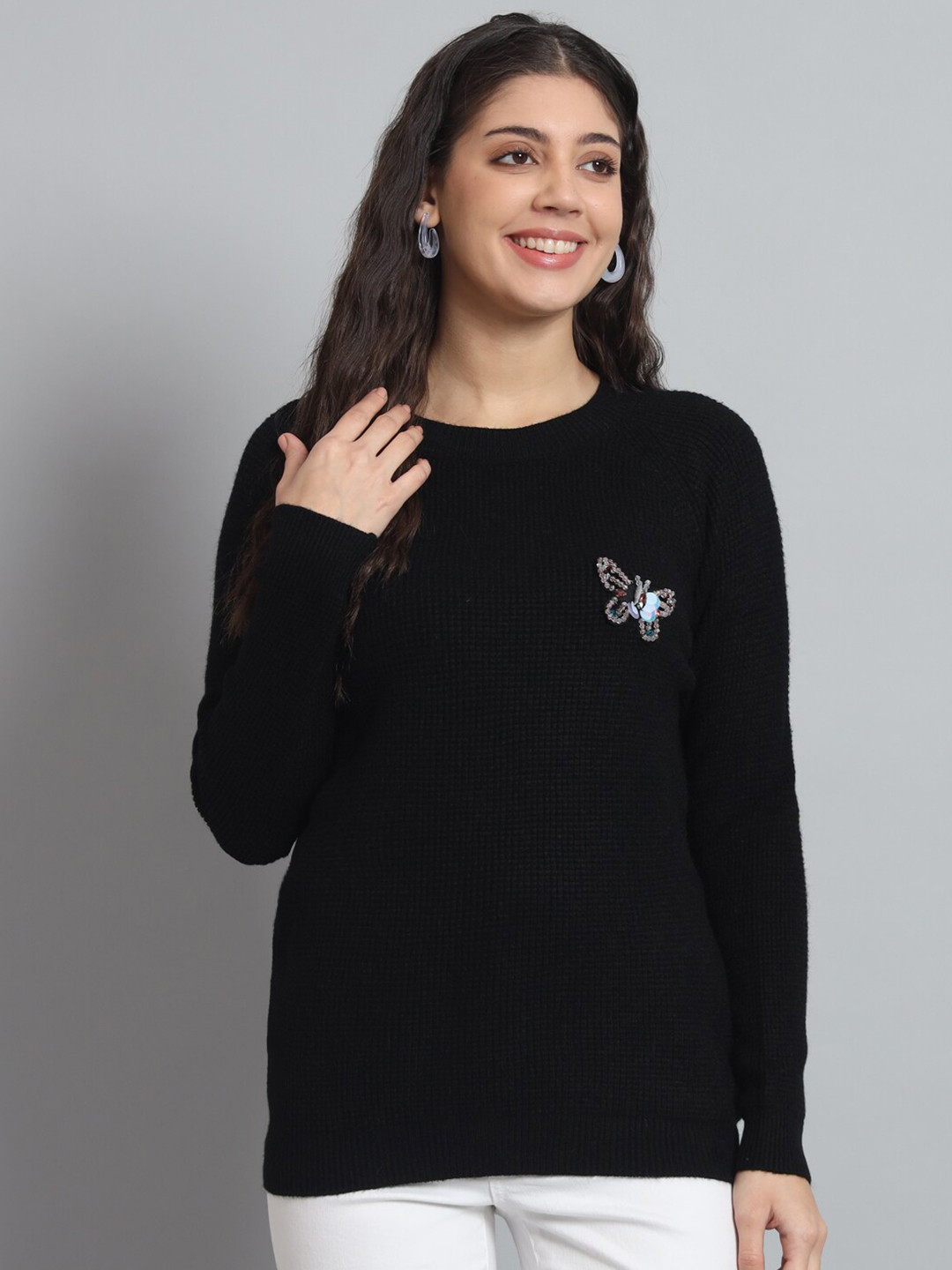 

Chemistry Embellished Woollen Sweater, Black