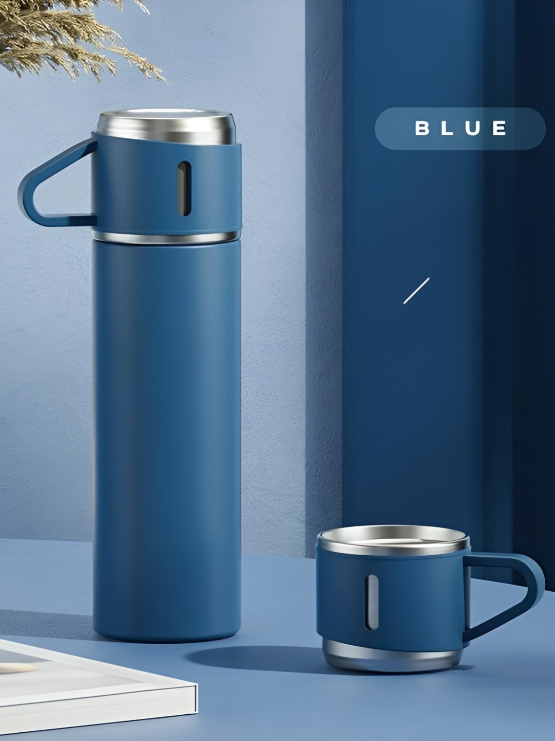 

KASSA Blue Stainless Steel Dishwasher Safe Double Wall Flask 500 ml