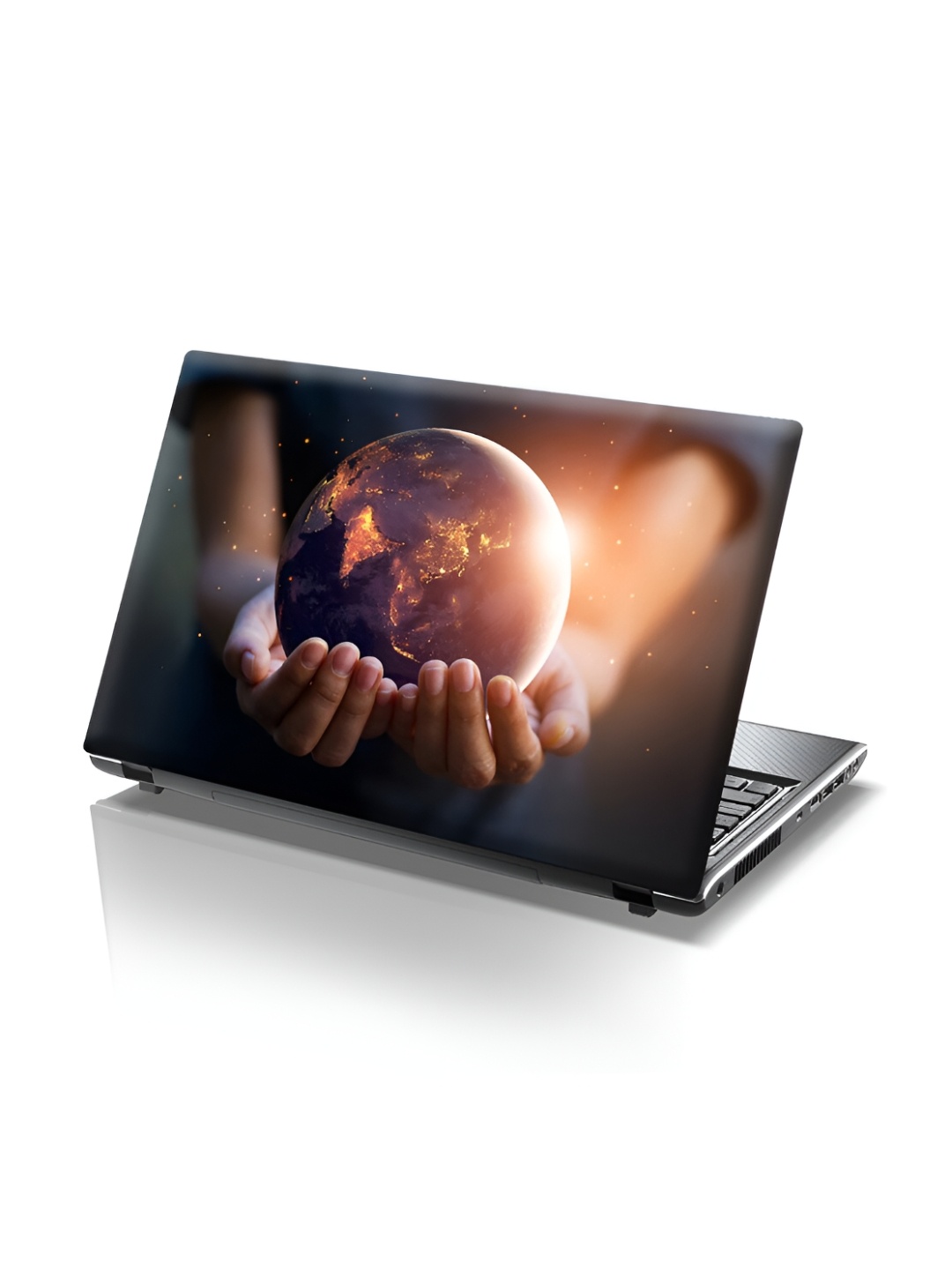 

CVANU Black & Orange Printed Self Adhesive Laptop Sticker