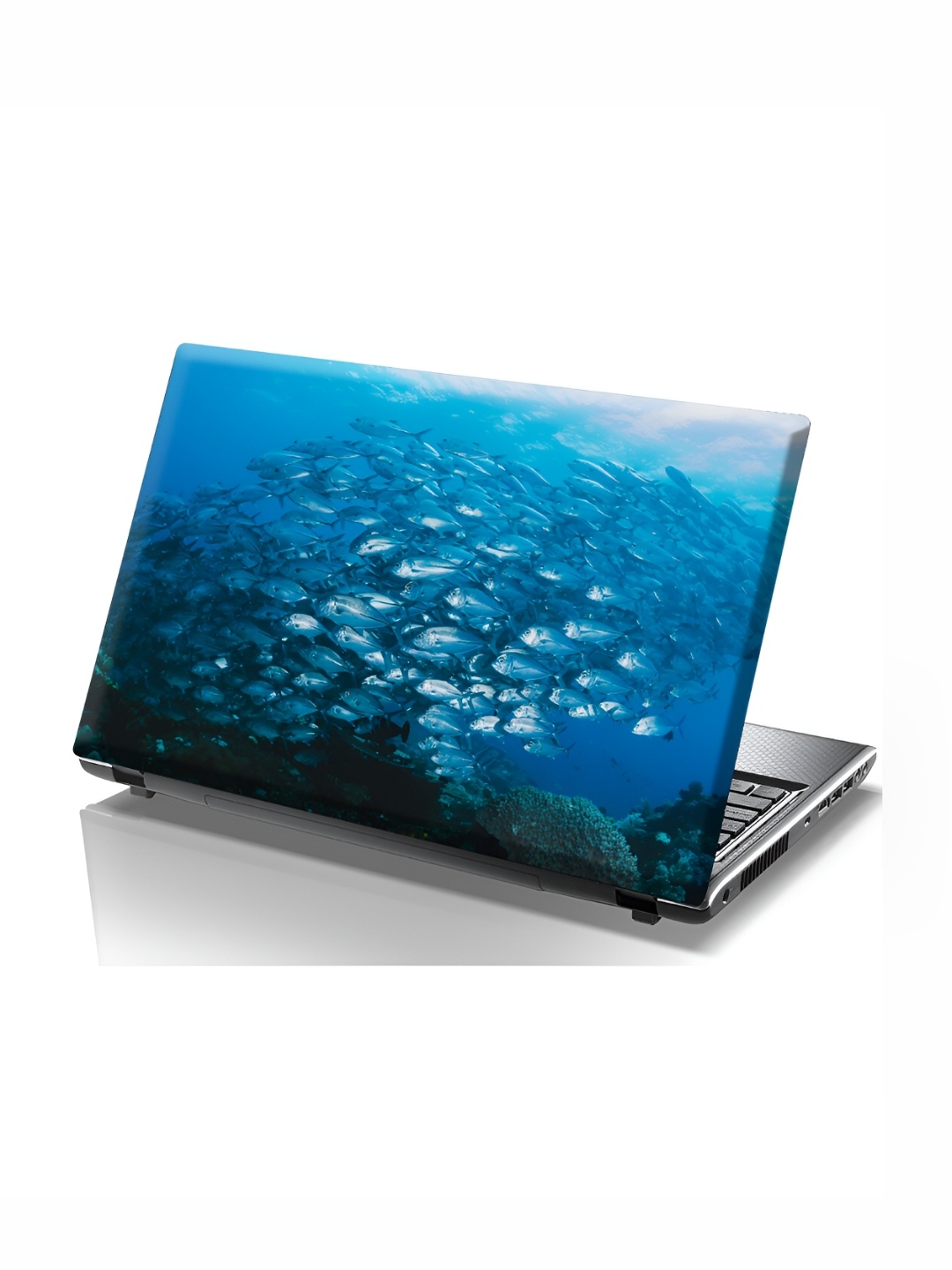 CVANU Blue Printed Self Adhesive Laptop Sticker