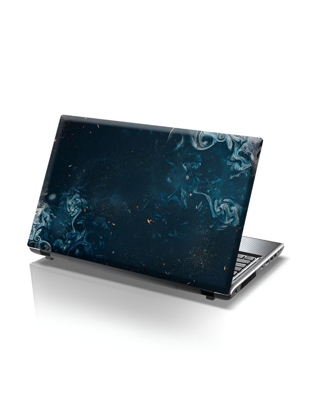 CVANU Teal Green & Black Printed Self Adhesive Laptop Sticker