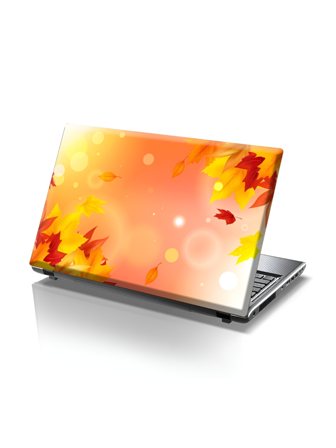 

CVANU Orange & Yellow Floral Printed Self Adhesive Laptop Sticker