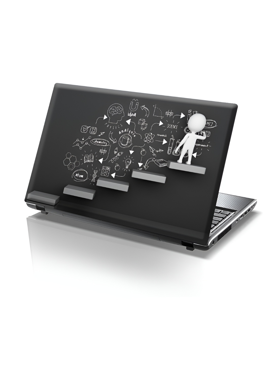 CVANU Black & White Printed Self Adhesive Laptop Sticker