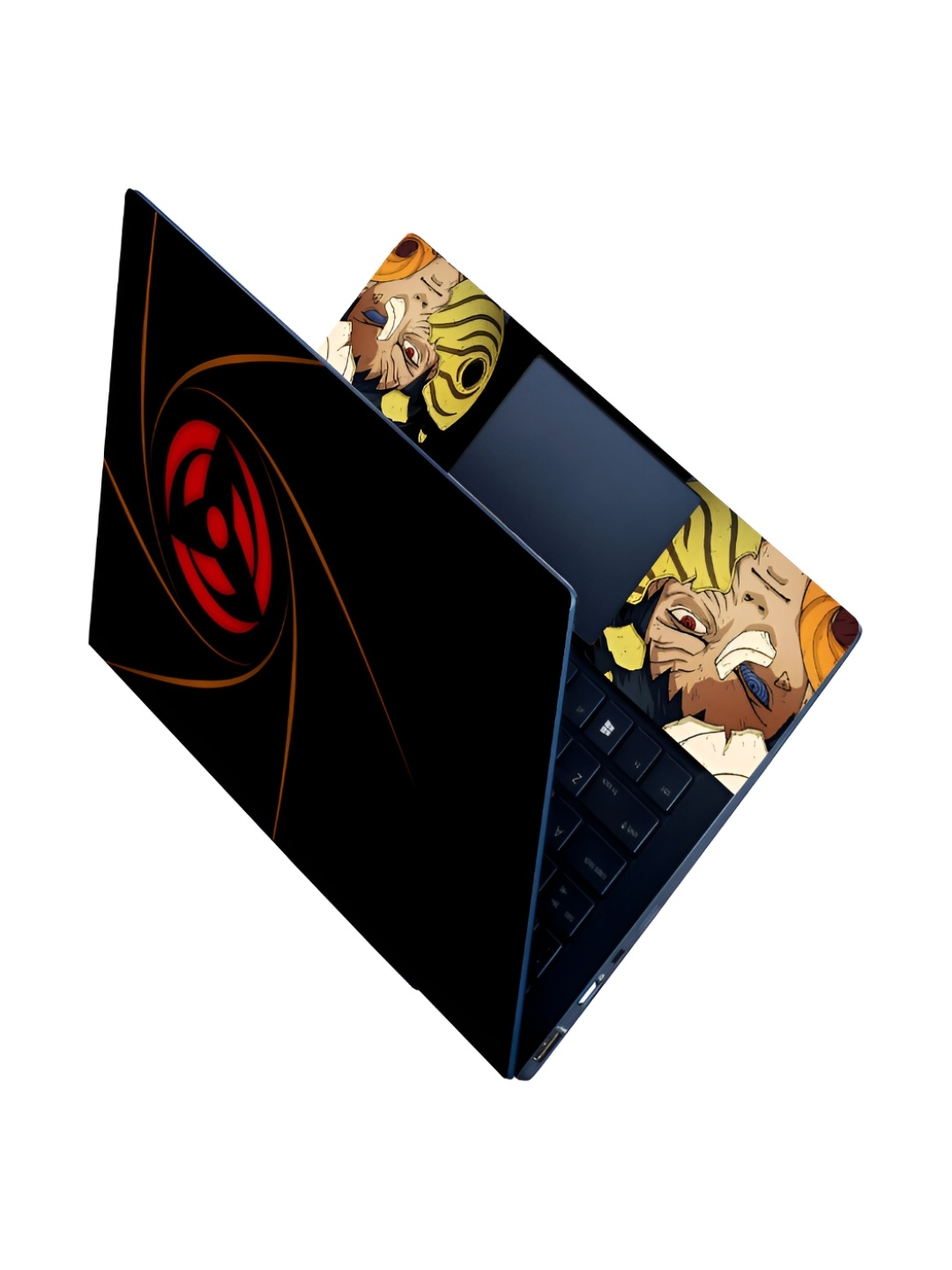 CVANU Black & Red Anime Printed Self Adhesive Laptop Sticker