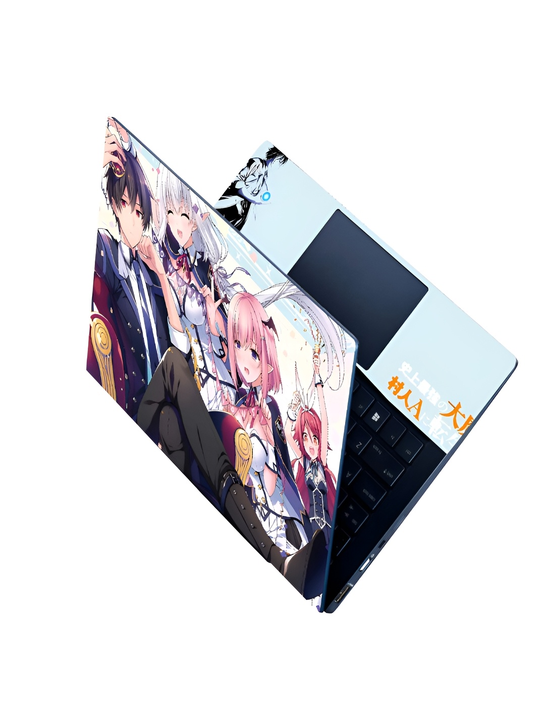 

CVANU Blue & White Cartoon Printed Self Adhesive Laptop Sticker