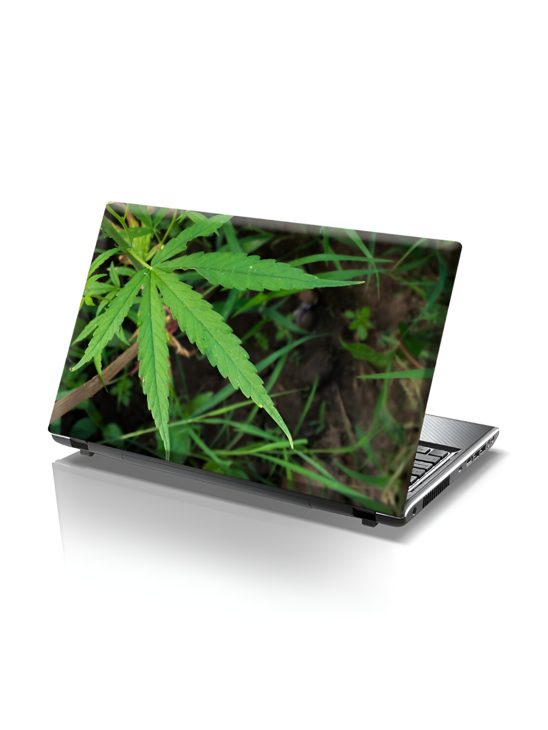 CVANU Green Floral Printed Self Adhesive Laptop Sticker