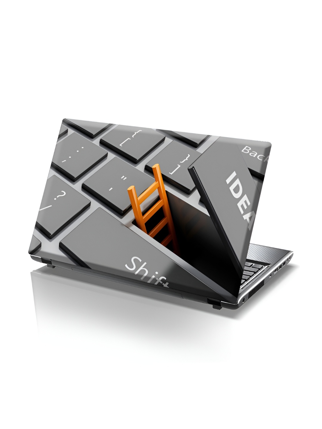 

CVANU Grey & White Keyboard Printed Self Adhesive Laptop Sticker