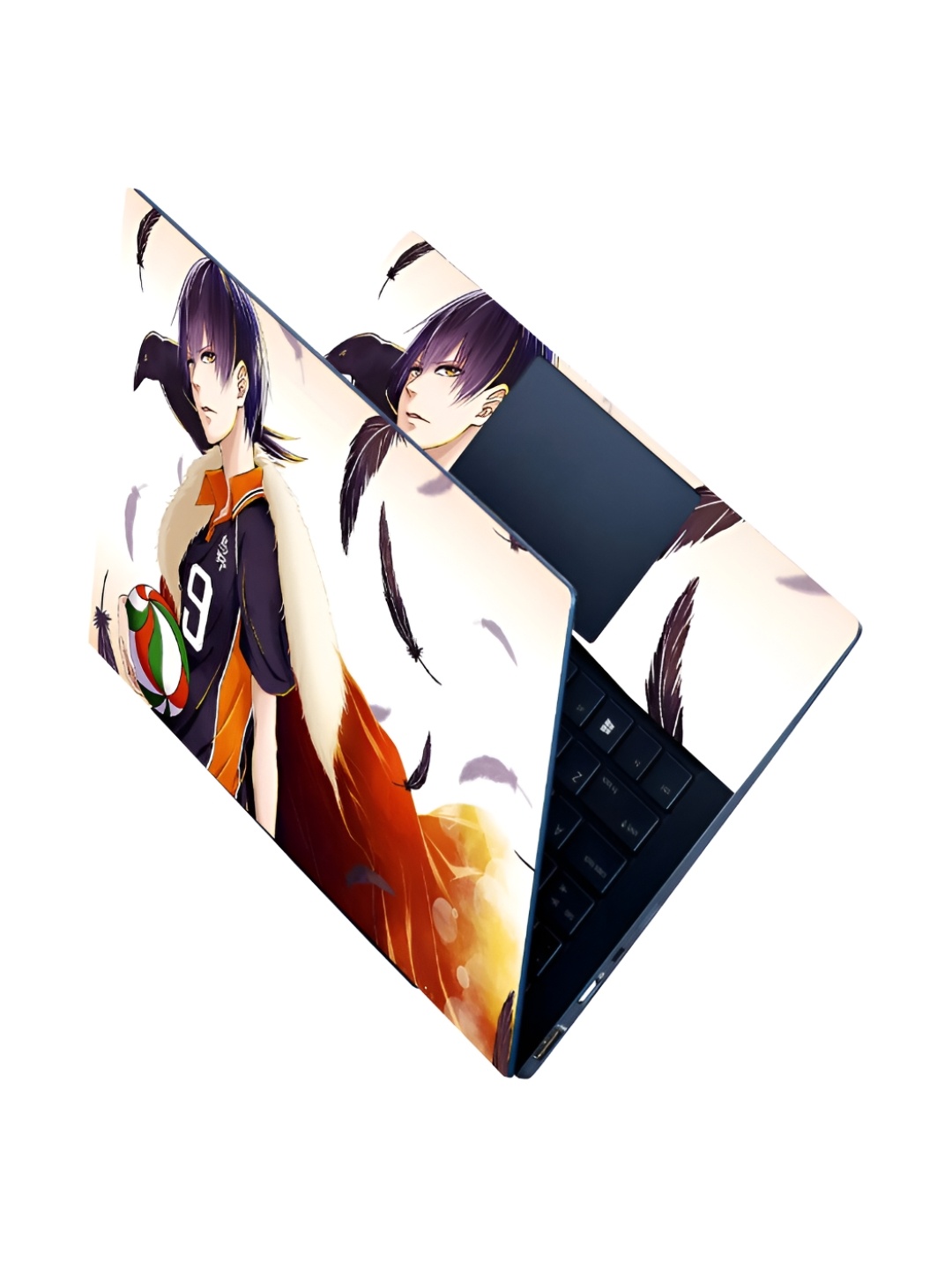 

CVANU Navy Blue & Beige Anime Printed Self Adhesive Laptop Sticker