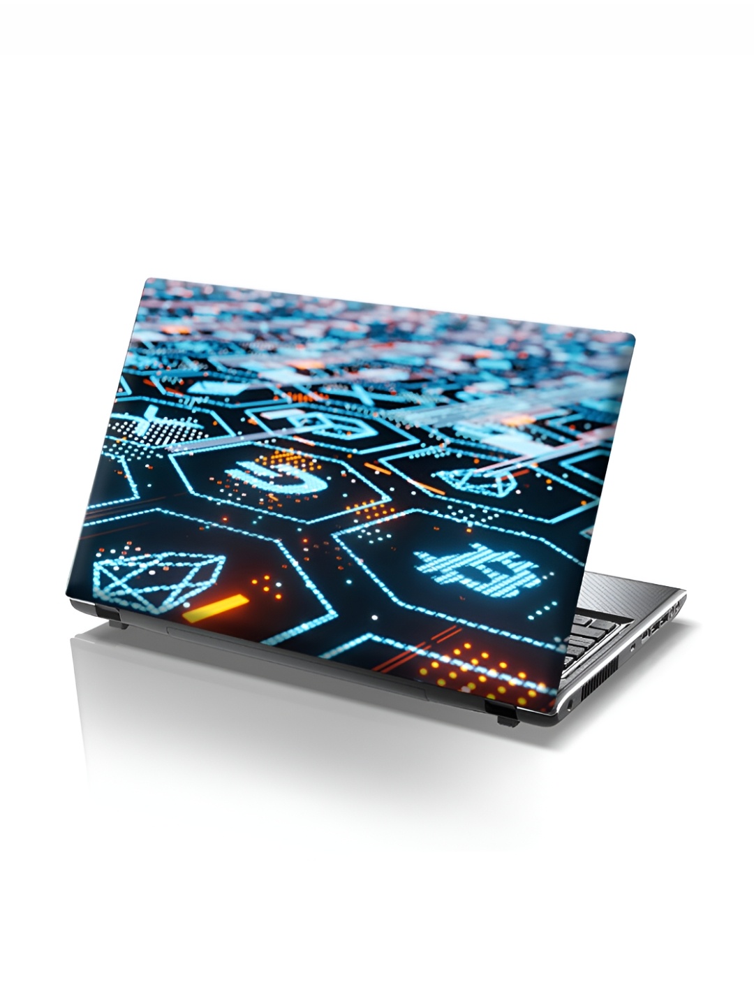

CVANU Blue & Black Printed Self Adhesive Laptop Sticker