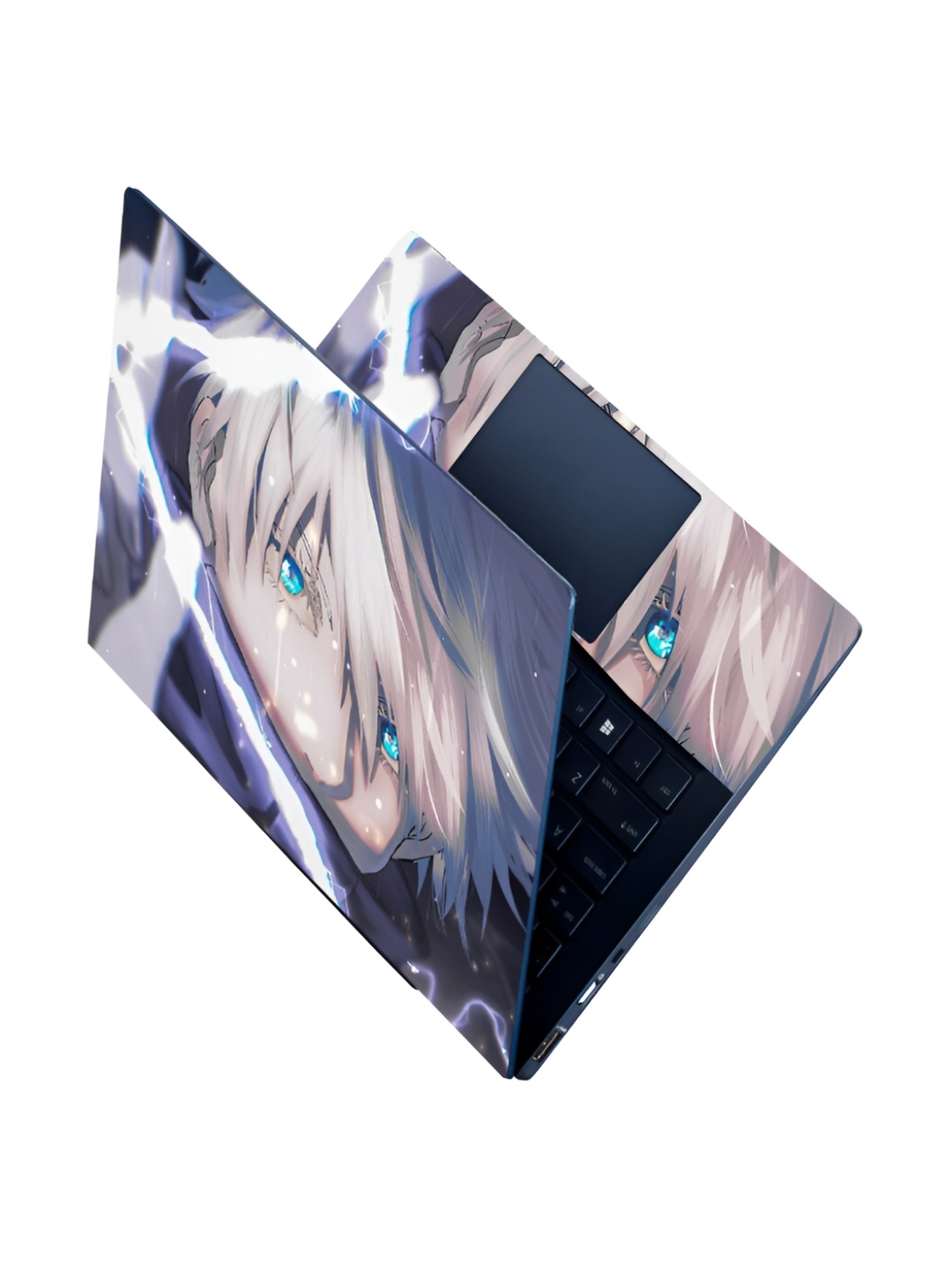 

CVANU Blue & Beige Anime Printed Self Adhesive Laptop Sticker