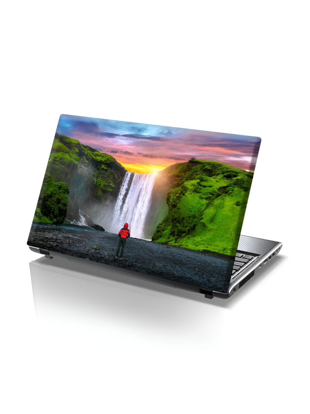 

CVANU Green & White Printed Self Adhesive Laptop Sticker