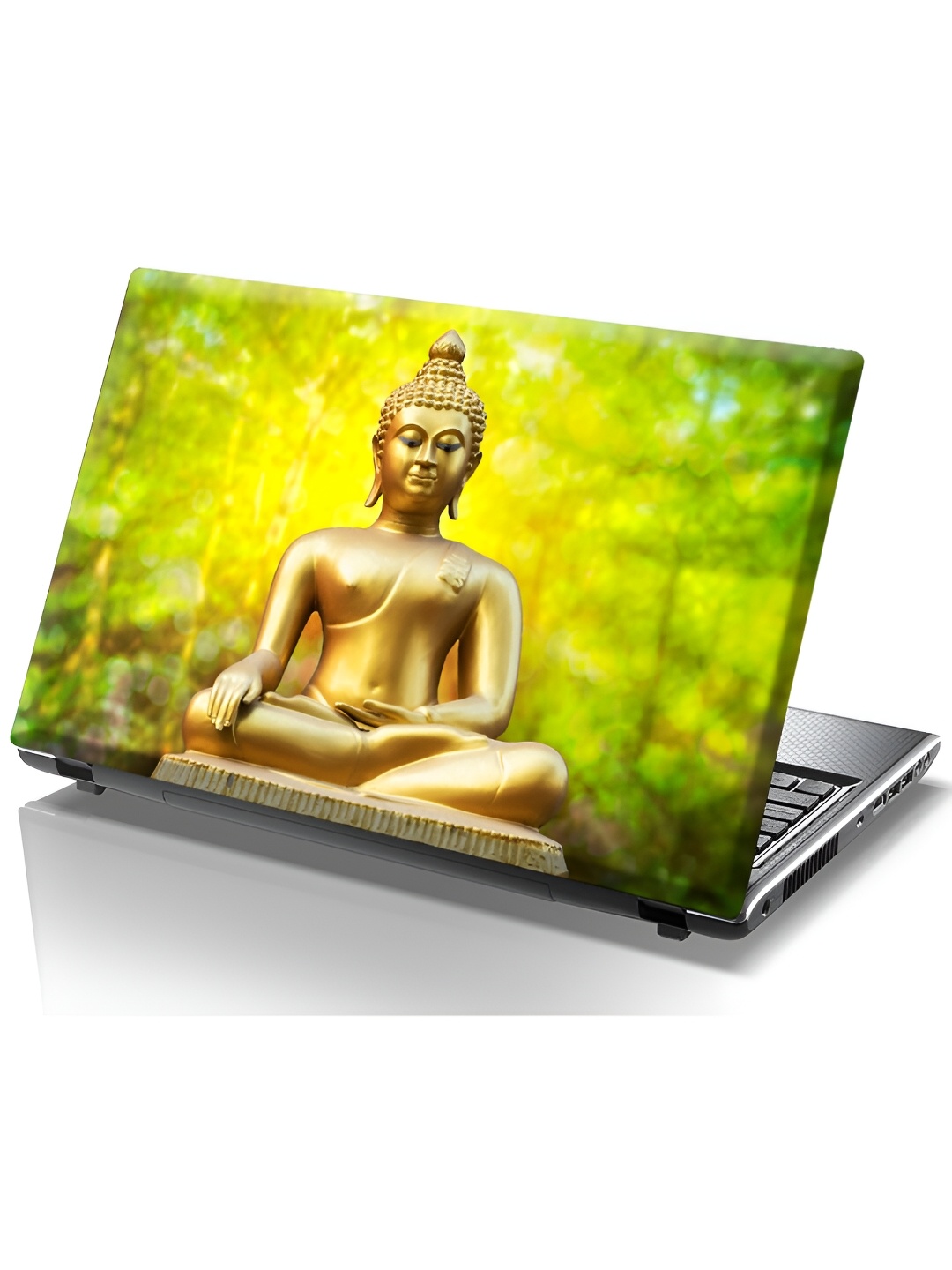 

CVANU Green & Gold Toned Buddha Printed Self Adhesive Laptop Sticker