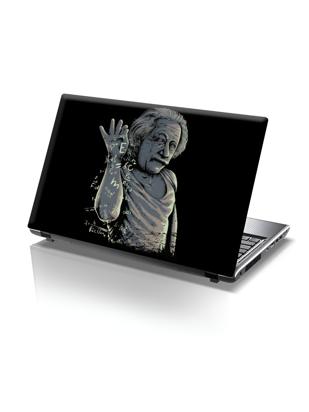 

CVANU Grey & Black Printed Self Adhesive Laptop Sticker