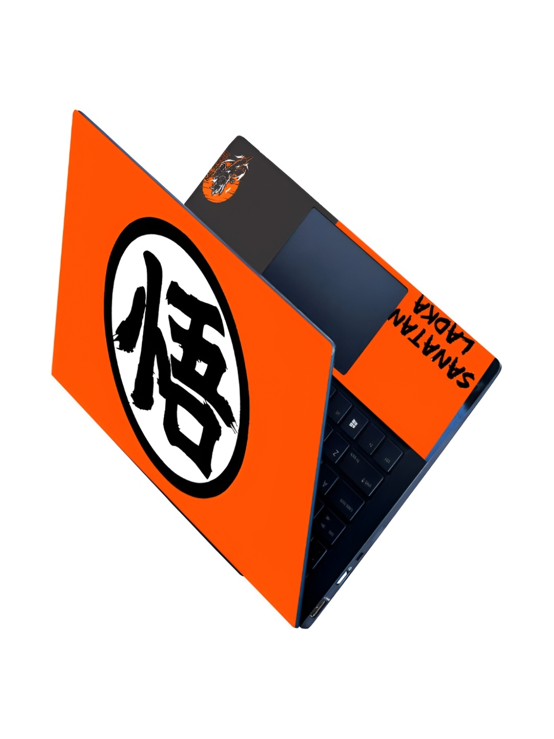 

CVANU Orange & Black Anime Printed Self Adhesive Laptop Sticker