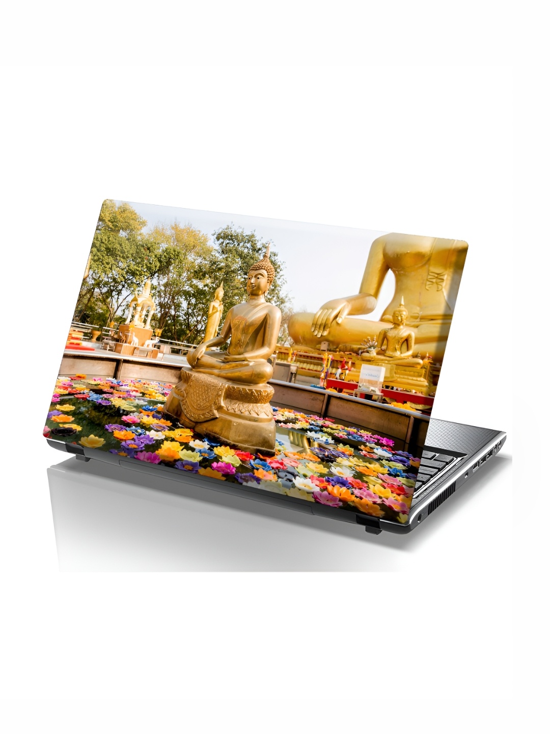 

CVANU Gold Toned & Yellow Buddha Printed Self Adhesive Laptop Sticker