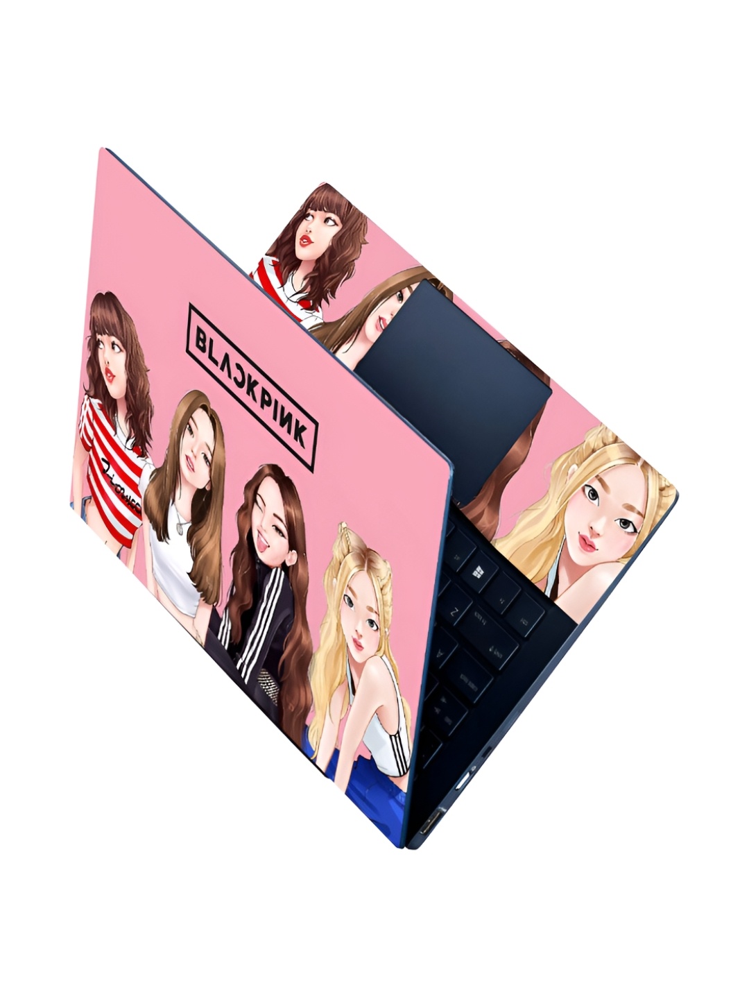 

CVANU Black & Pink Anime Printed Self Adhesive Laptop Sticker