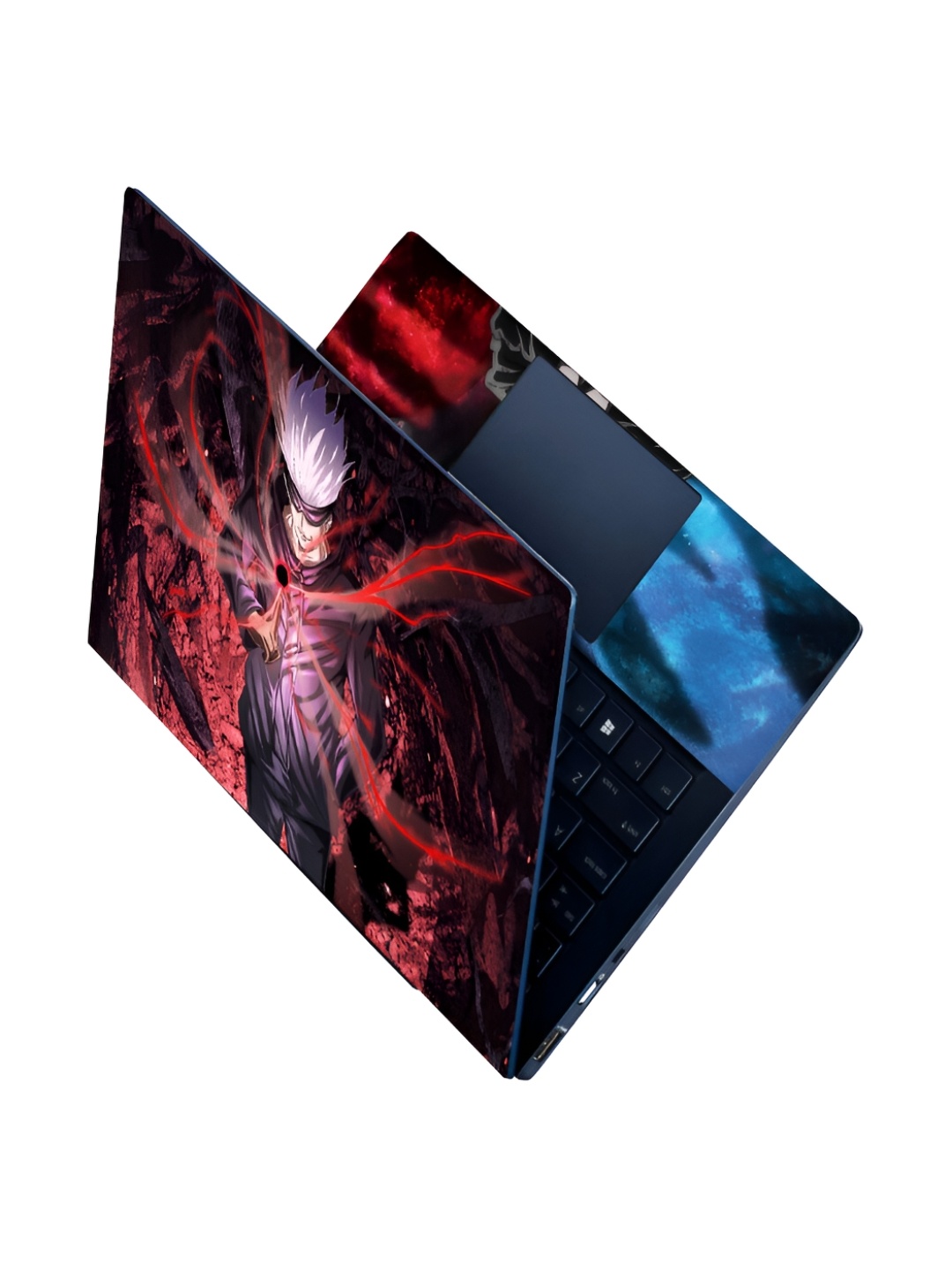 CVANU Purple & Red Printed Self Adhesive Laptop Sticker