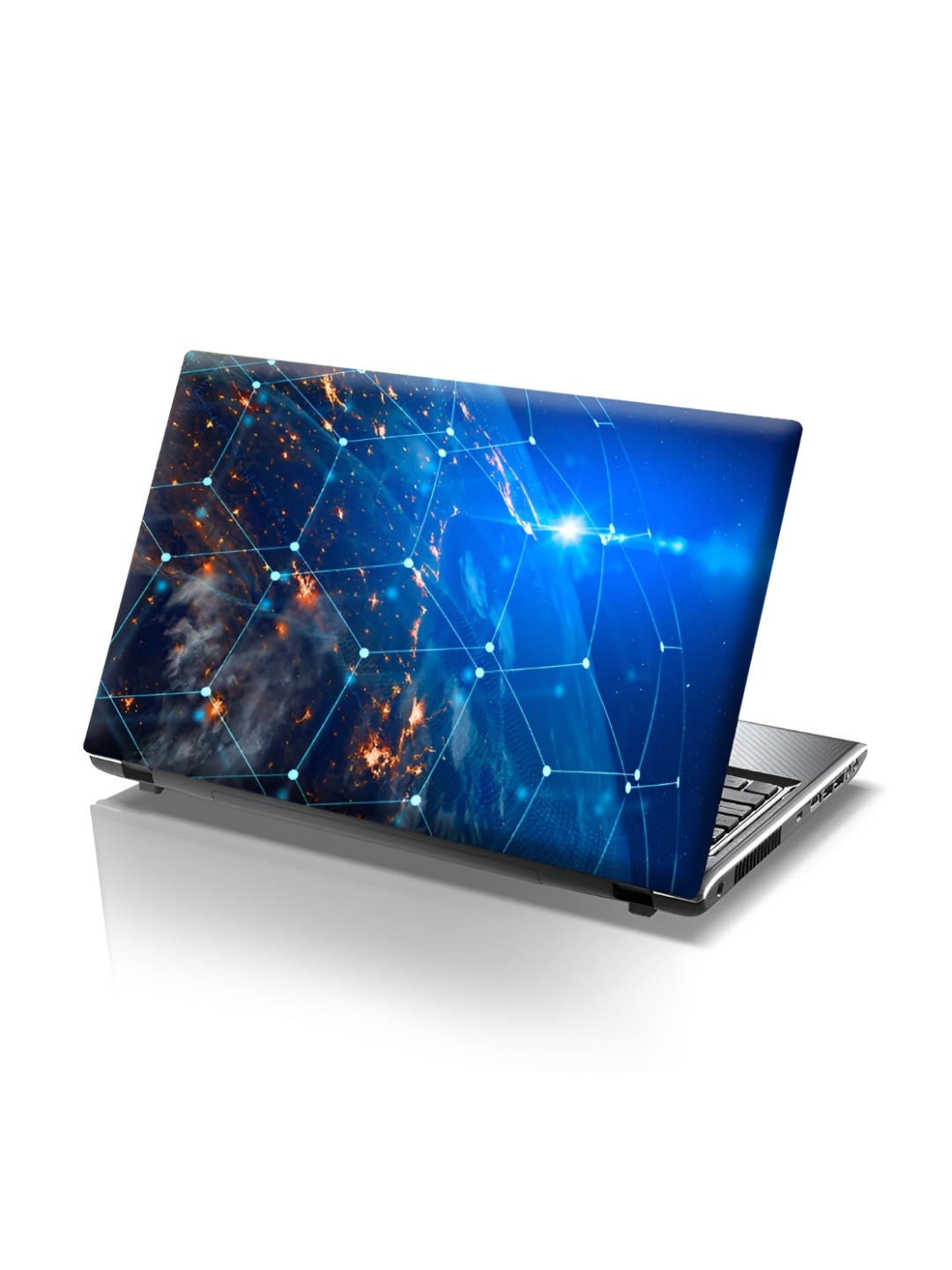 

CVANU Blue & Orange Printed Self Adhesive Laptop Sticker