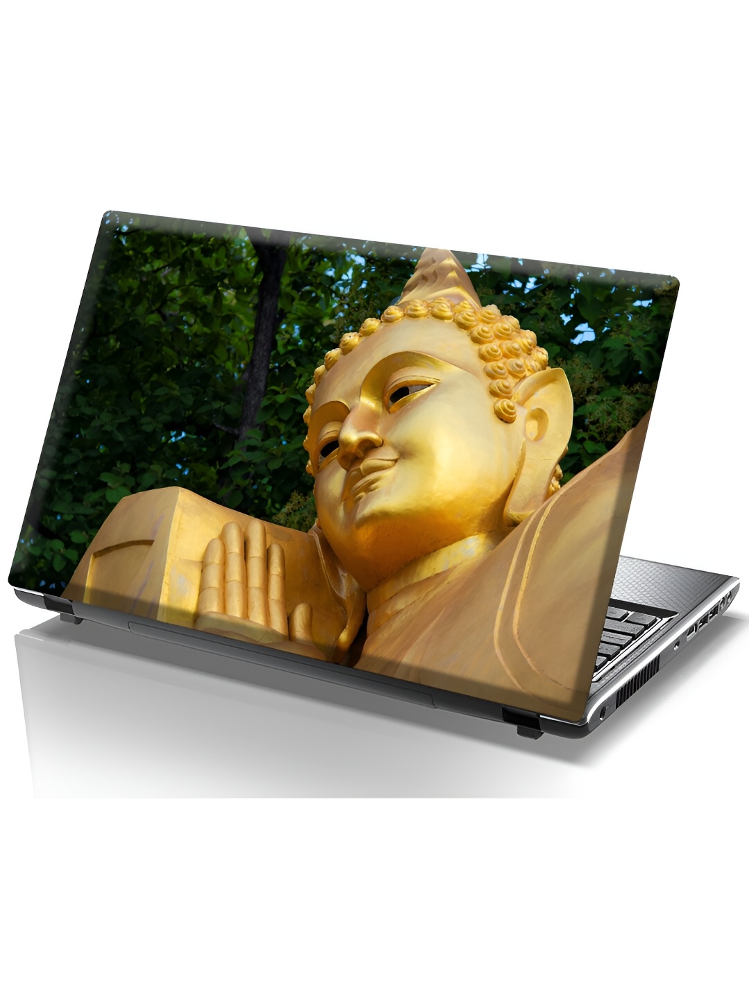 

CVANU Green & Gold Toned Buddha Printed Self Adhesive Laptop Sticker