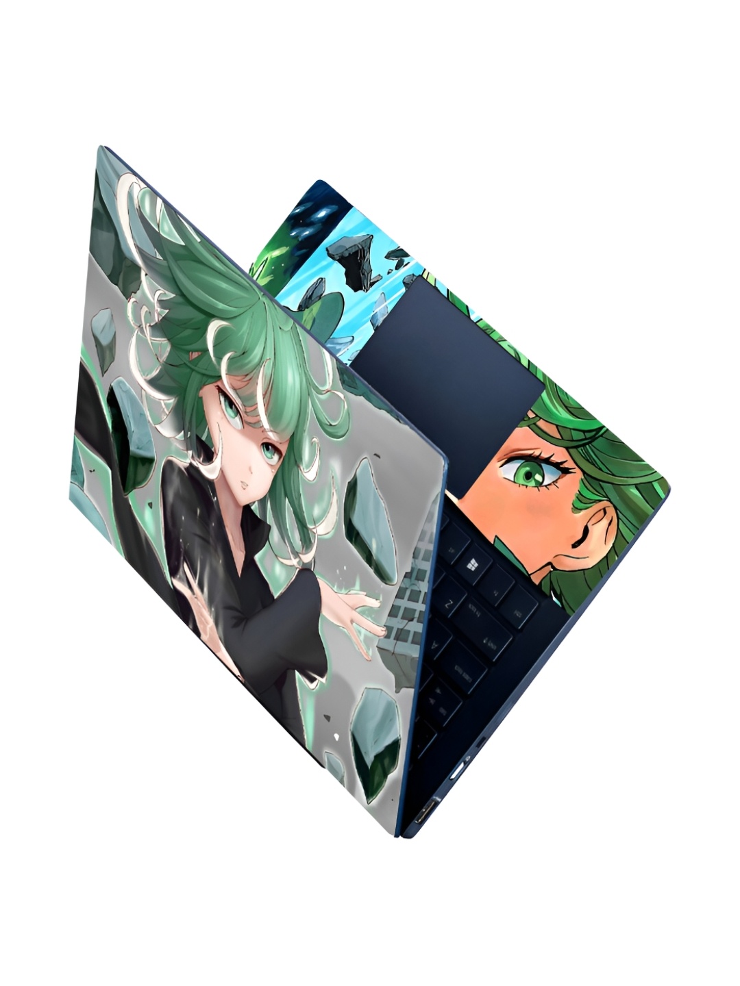 

CVANU Green & Grey Anime Printed Self Adhesive Laptop Sticker
