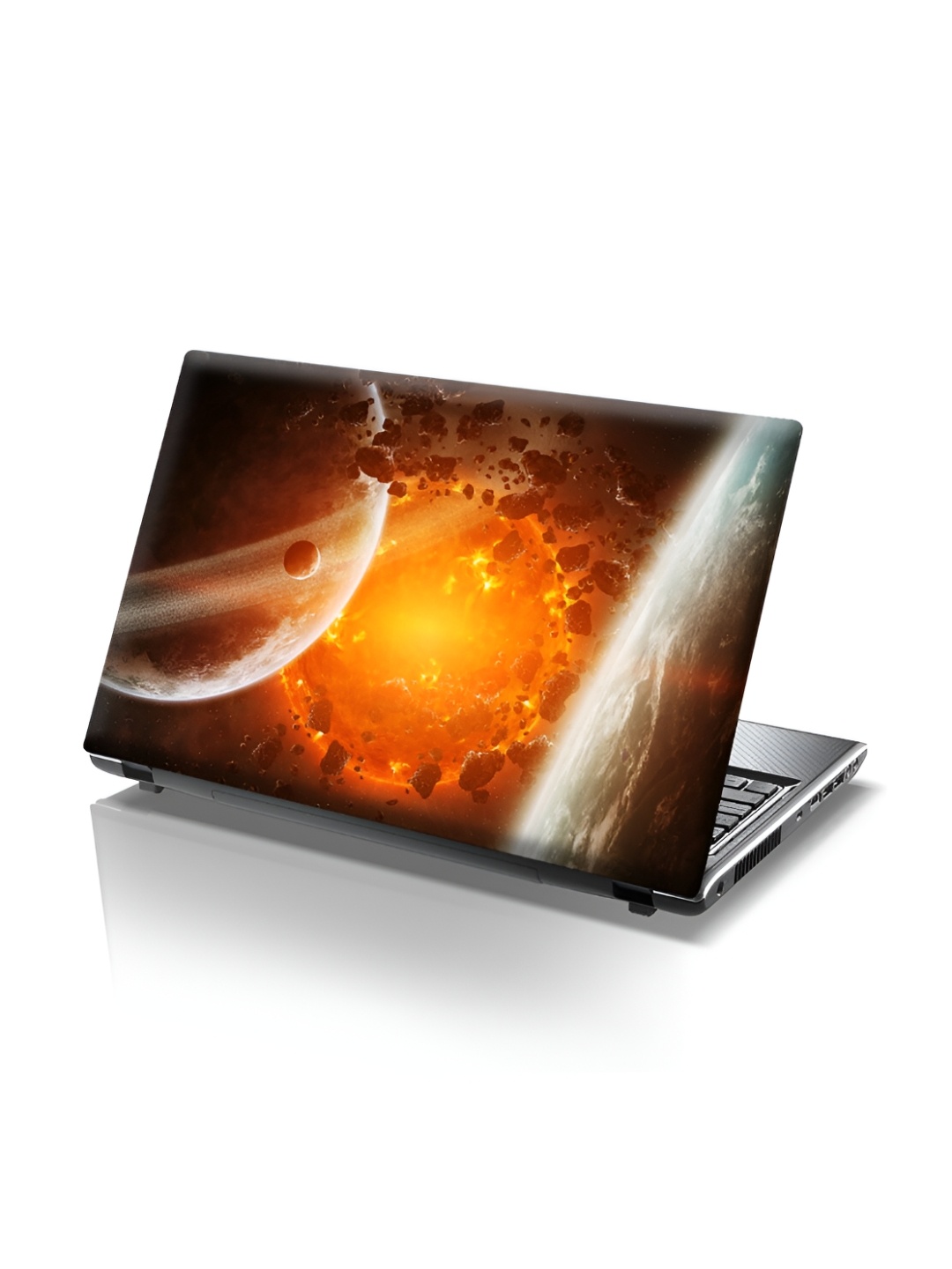 

CVANU Brown & Orange Planet Printed Self Adhesive Laptop Sticker