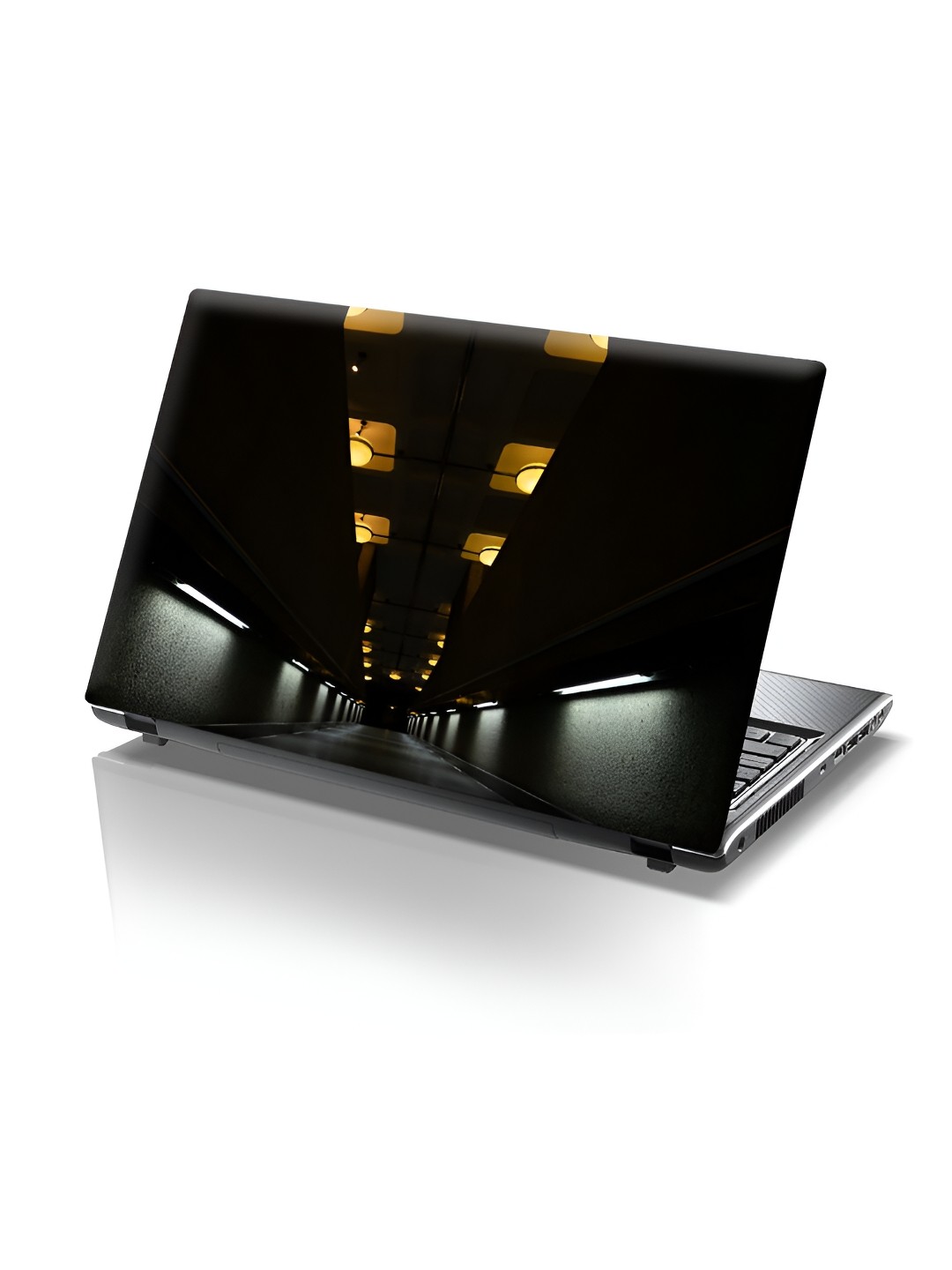 

CVANU Black & Beige Printed Self Adhesive Laptop Sticker