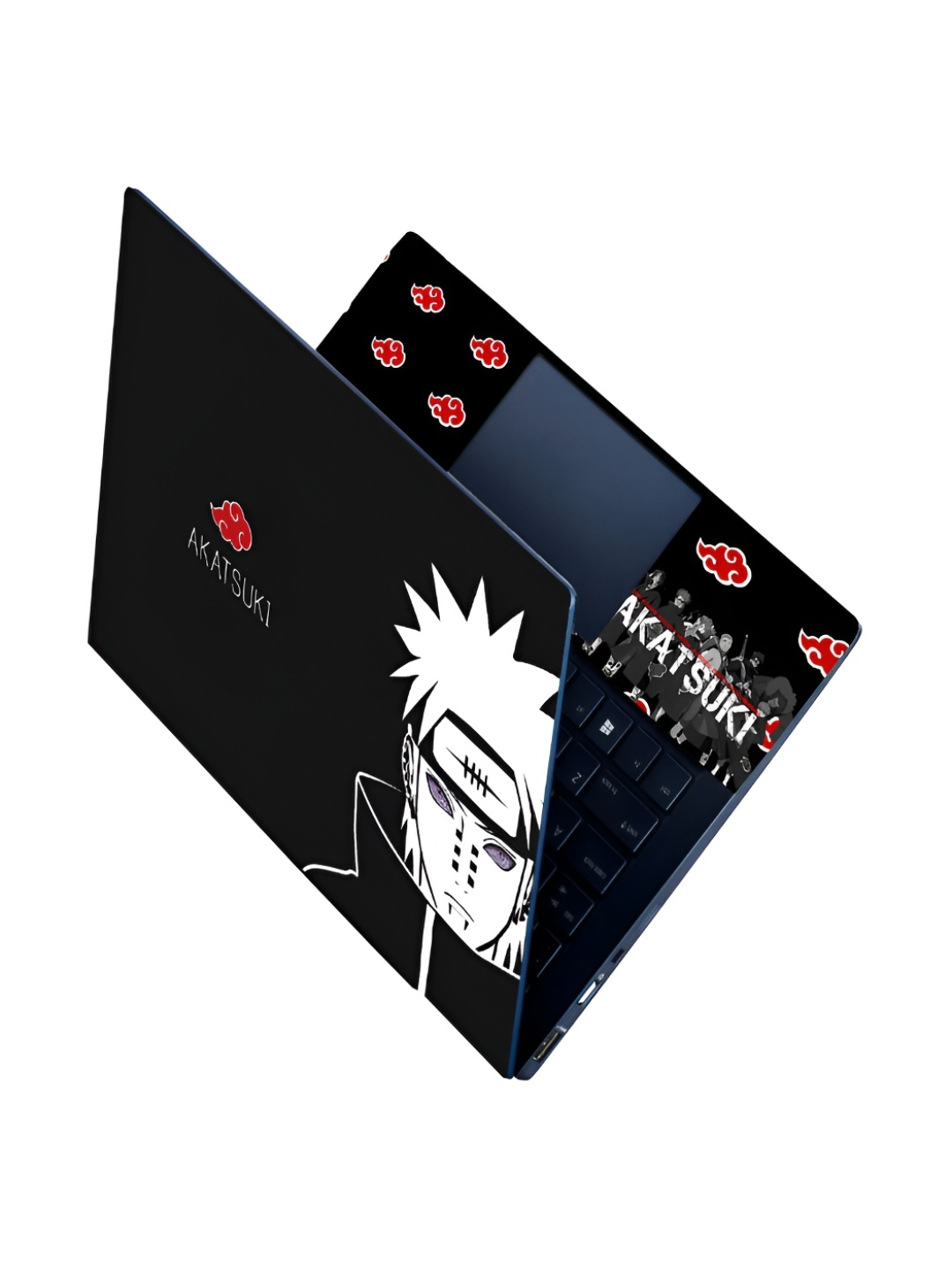 CVANU Black & White Akatsuki Printed Self Adhesive Laptop Sticker