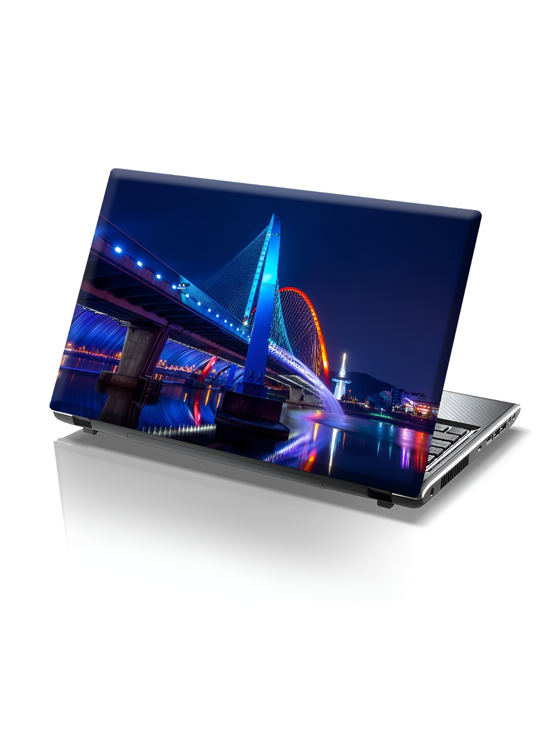 

CVANU Blue & Purple Printed Self Adhesive Laptop Sticker