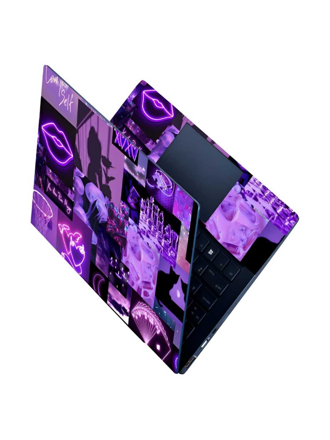

CVANU Purple & Black Abstract Printed Self Adhesive Laptop Sticker