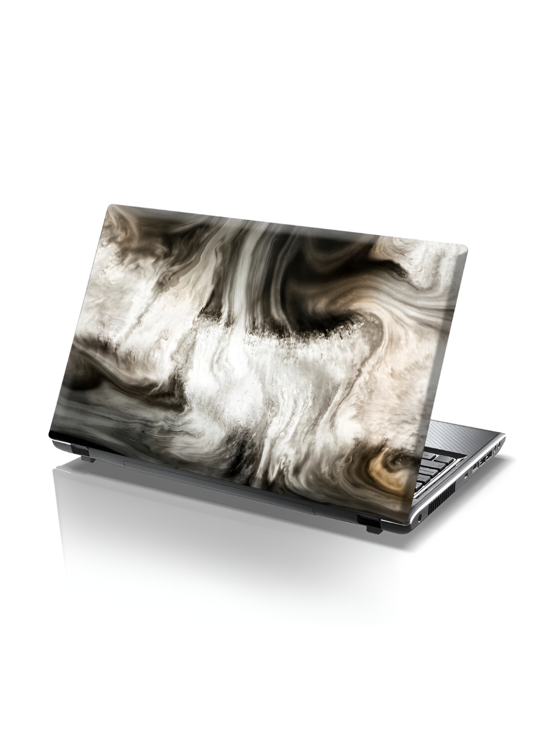 

CVANU Brown & White Abstract Printed Self Adhesive Laptop Sticker