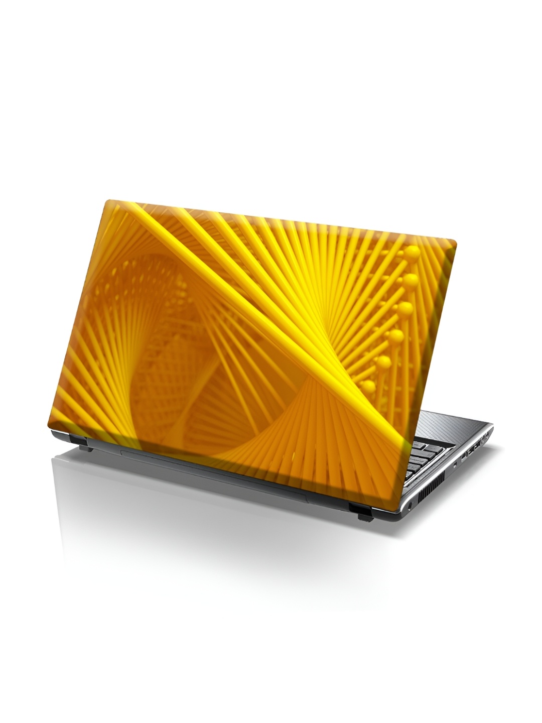 CVANU Yellow Abstract Printed Self Adhesive Laptop Sticker