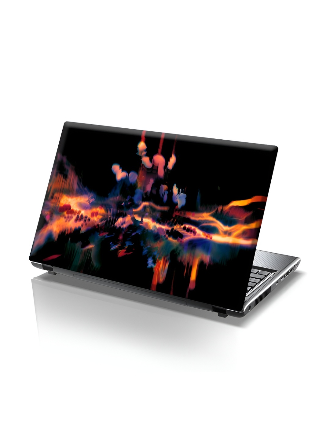 CVANU Black & Orange Abstract Self Adhesive Laptop Sticker