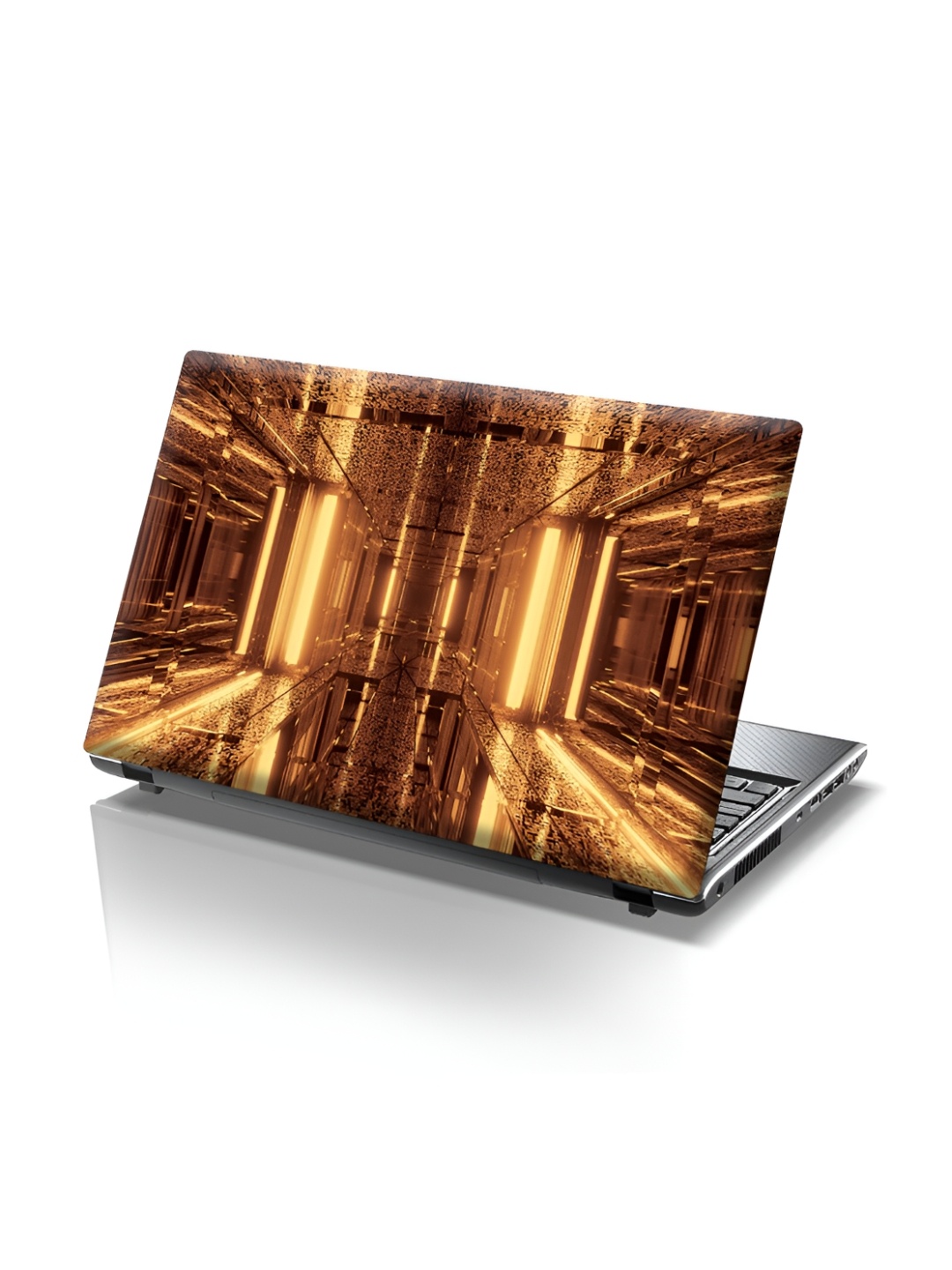 

CVANU Brown & Gold Toned Abstract Self Adhesive Laptop Sticker