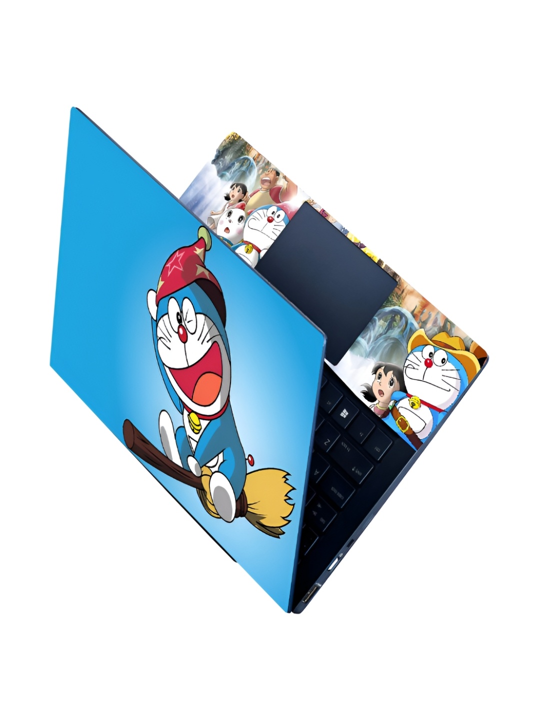 

CVANU Blue & White Cartoon Characters Printed Self Adhesive Laptop Sticker