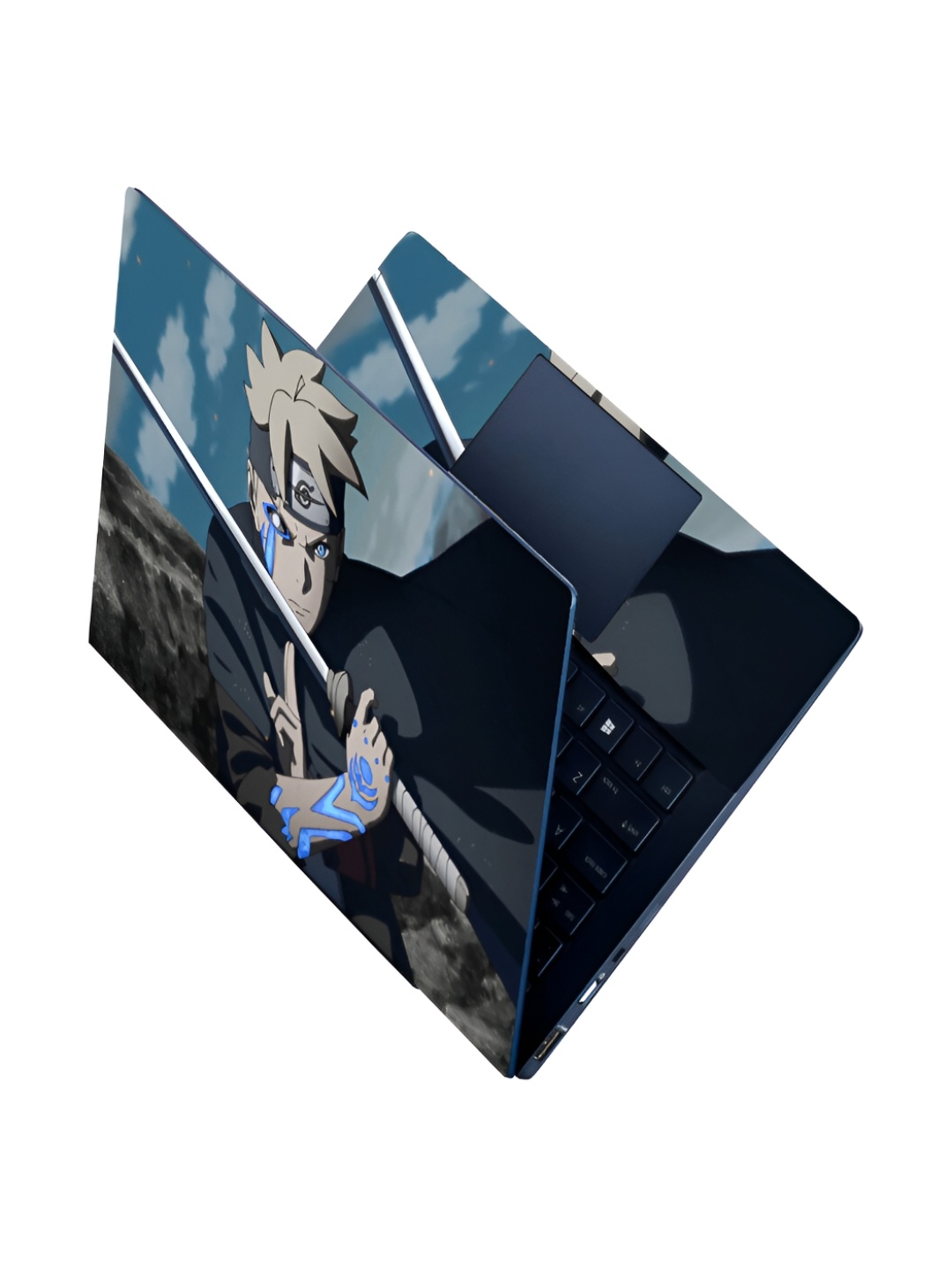 

CVANU Grey & Black Anime Printed Self Adhesive Laptop Sticker