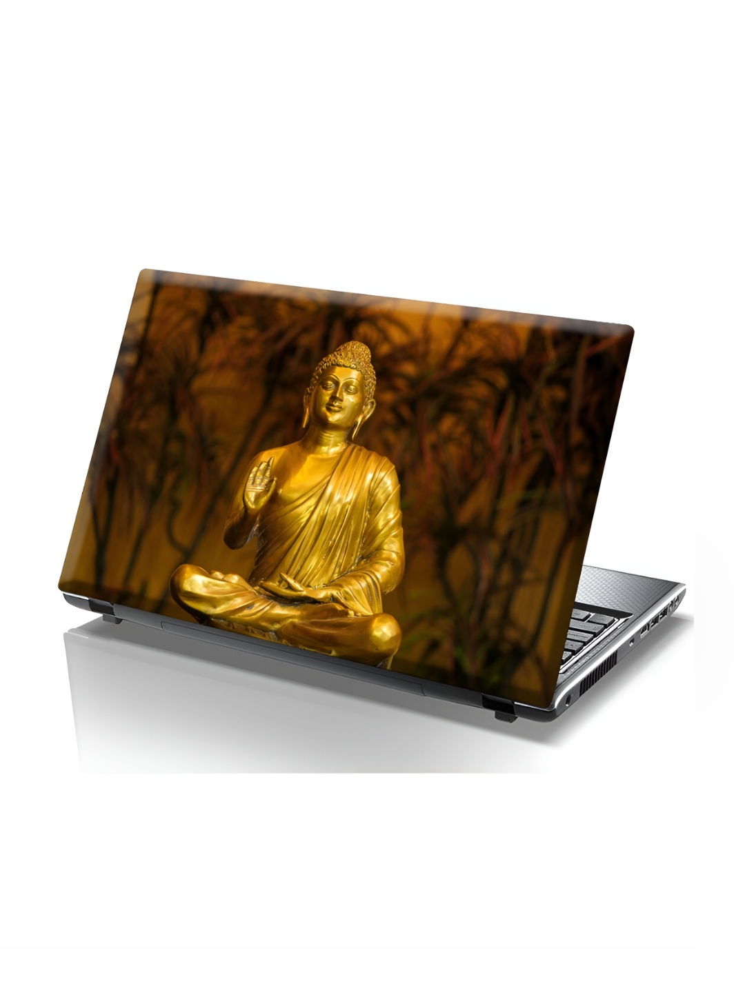

CVANU Brown & Gold Toned Buddha Printed Self Adhesive Laptop Sticker