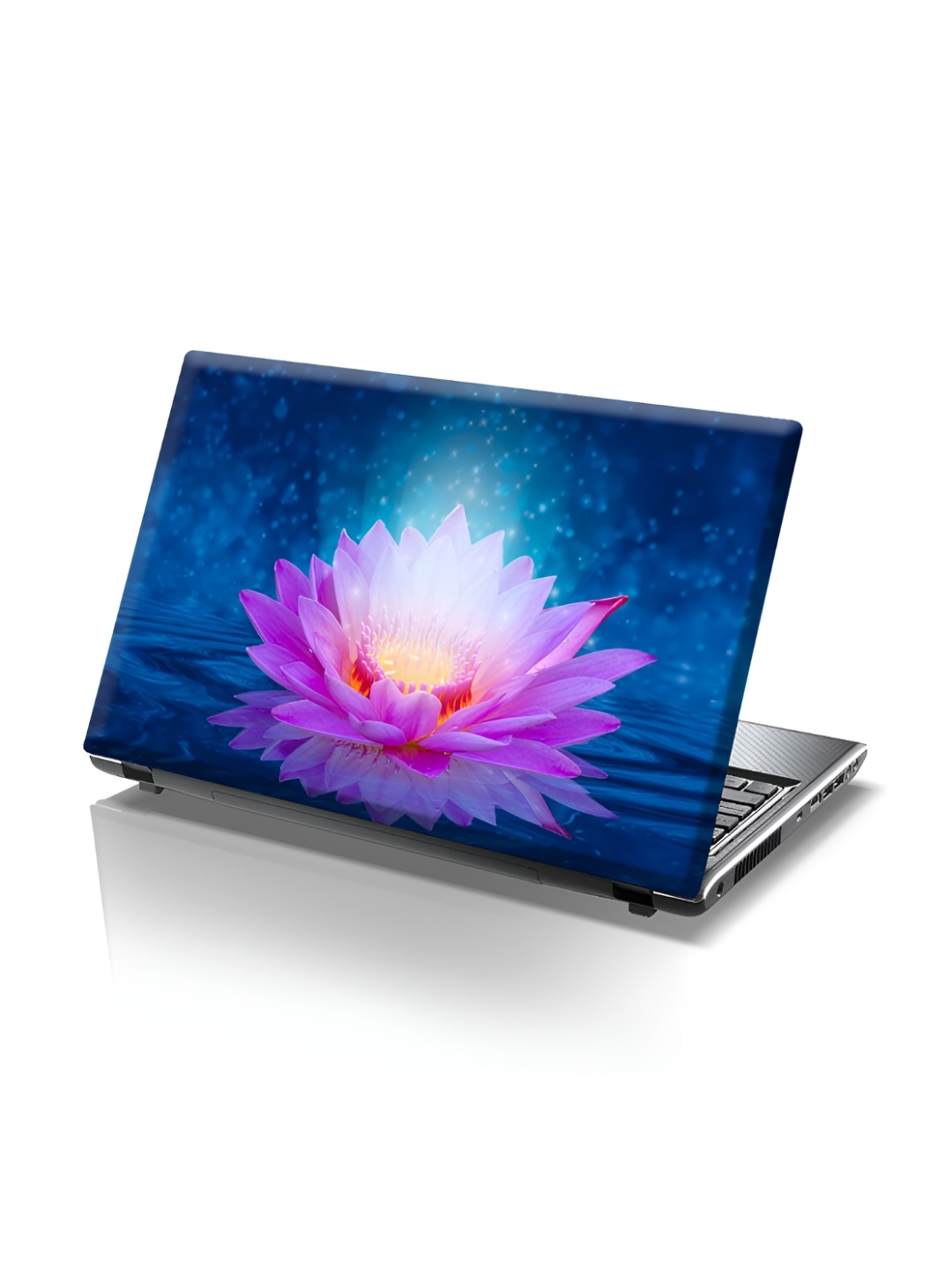 CVANU Blue & Pink Floral Printed Self Adhesive Laptop Sticker