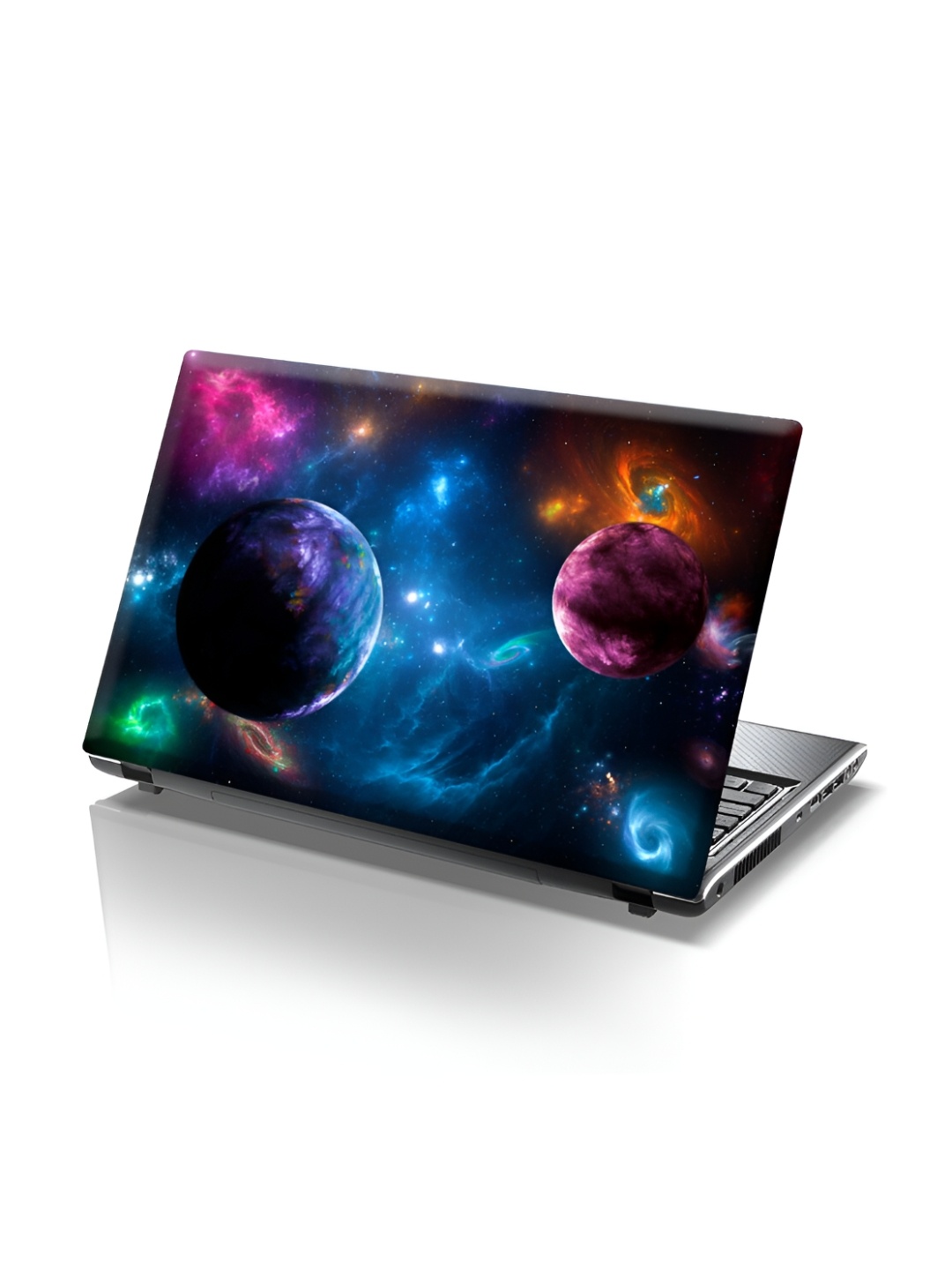 CVANU Blue & Pink Universe Printed Self Adhesive Laptop Sticker